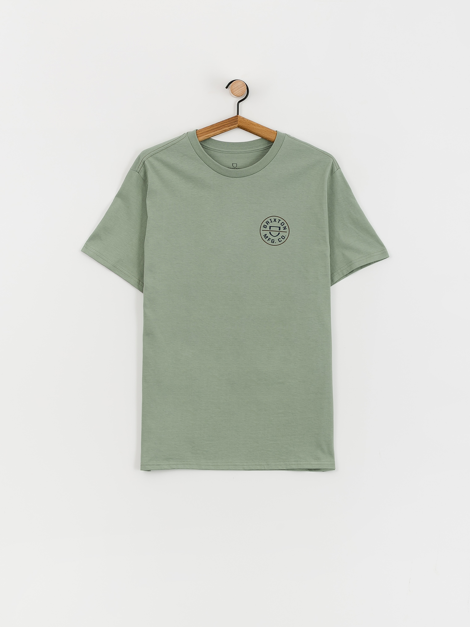 Tričko Brixton Crest II Stt (chinois green/washed navy/sepi)