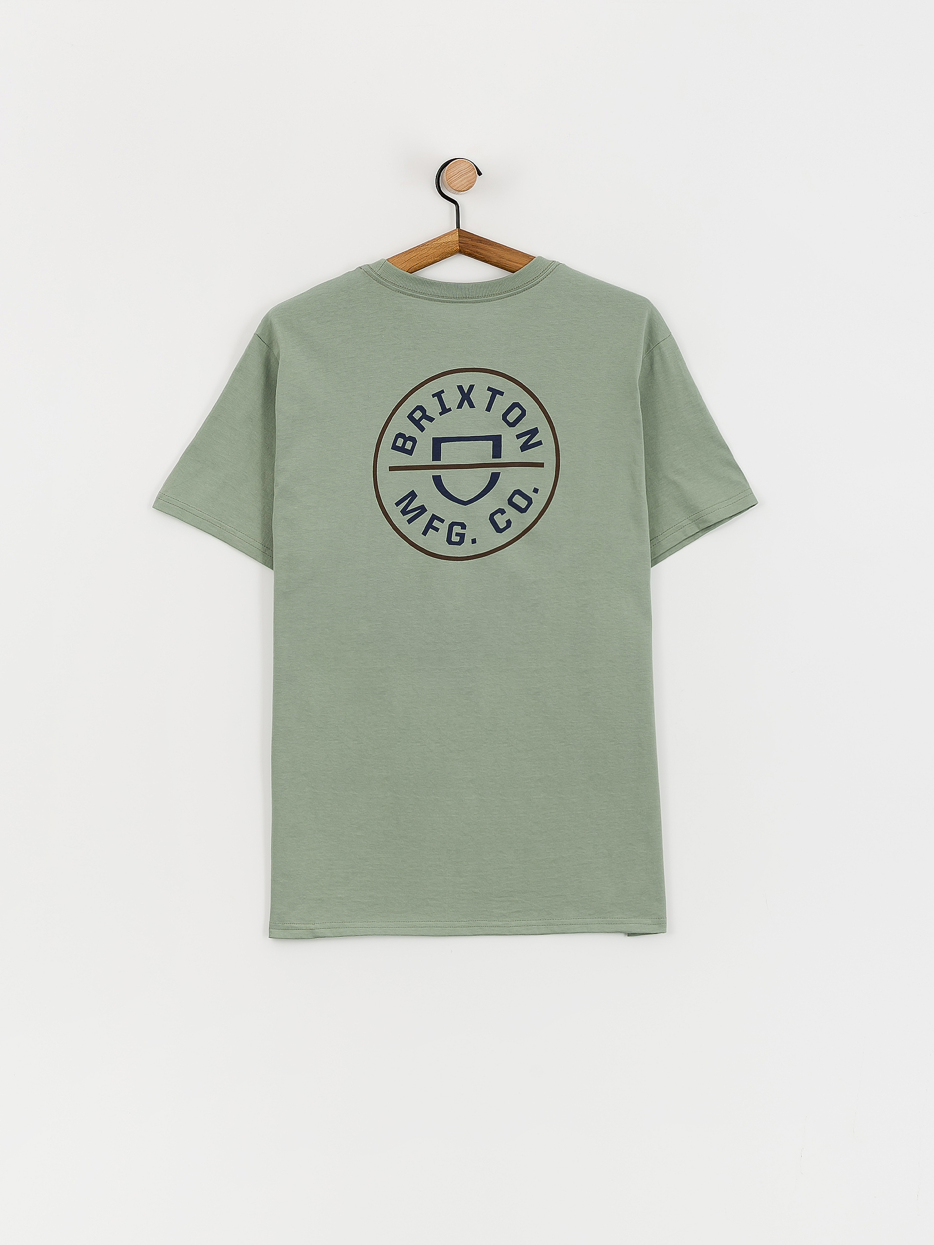 Tričko Brixton Crest II Stt (chinois green/washed navy/sepi)