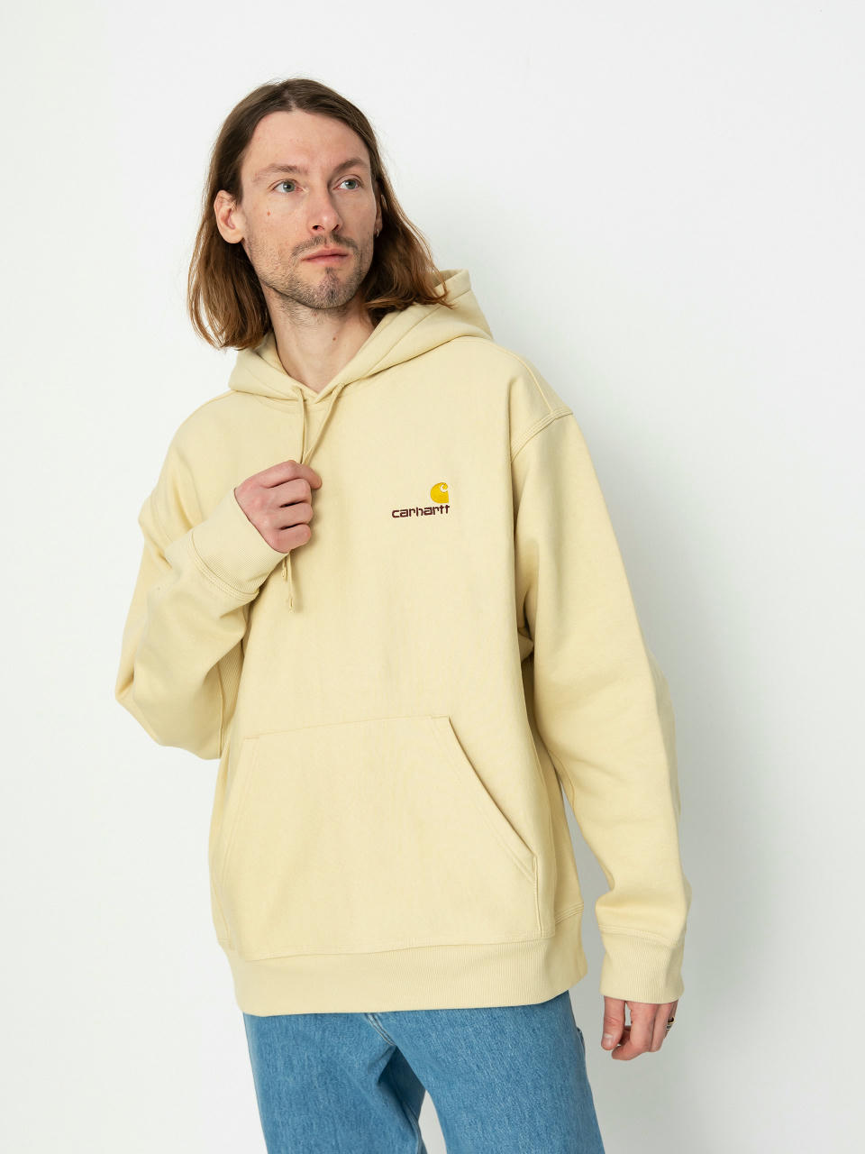 Mikina s kapucňou Carhartt WIP American Script HD (rattan)