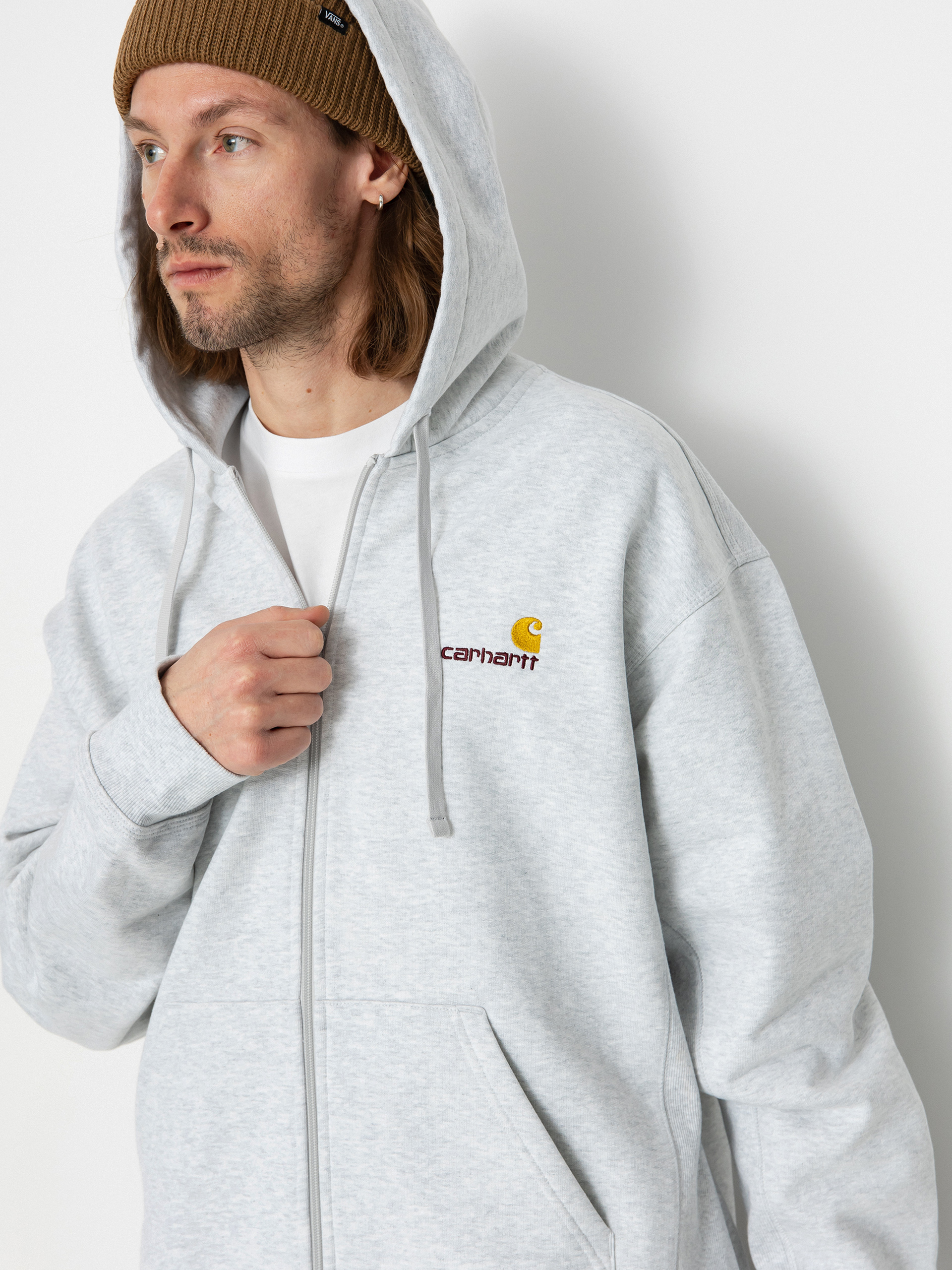 Mikina s kapucňou Carhartt WIP American Script ZHD (ash heather)