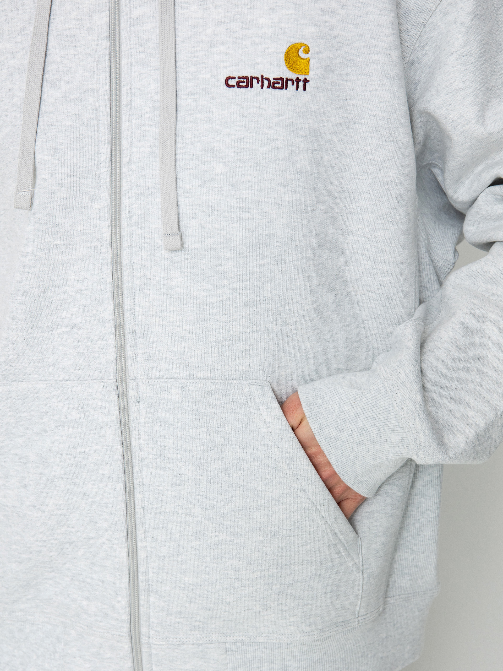 Mikina s kapucňou Carhartt WIP American Script ZHD (ash heather)
