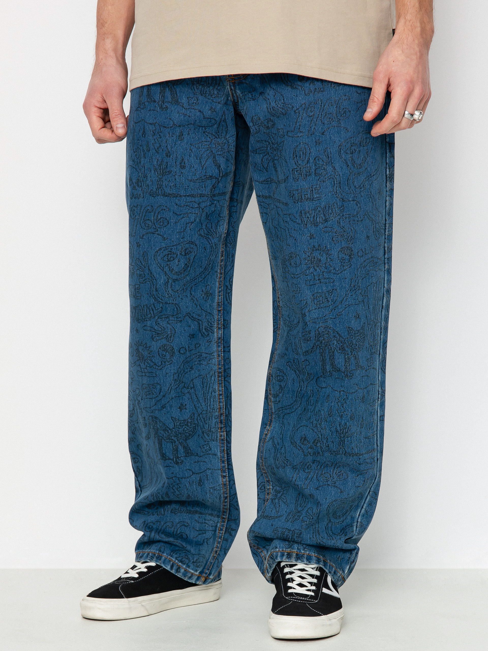 Nohavice Vans Check 5 Printed Loose Denim (vintage indigo)