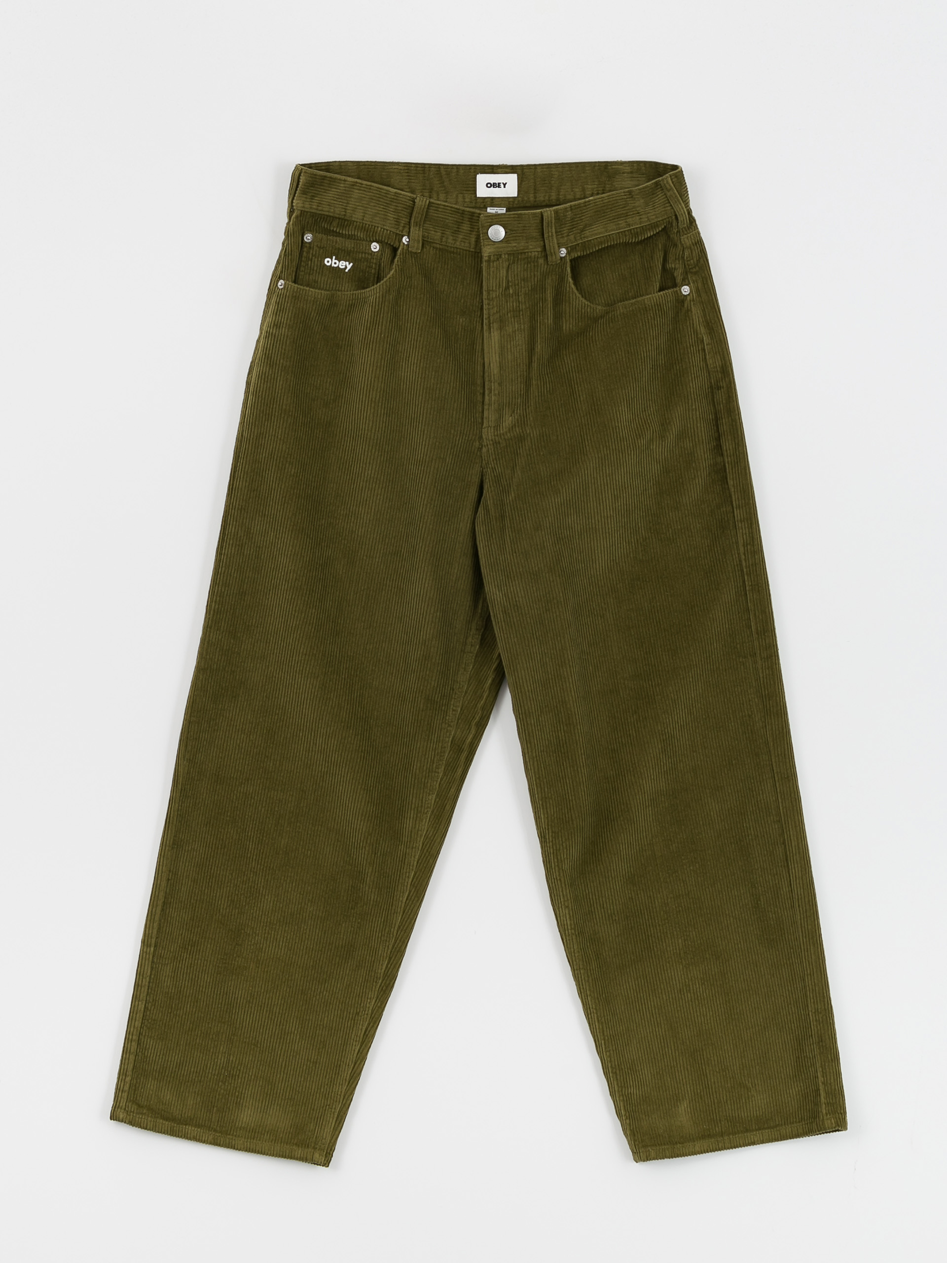 Nohavice OBEY Bigwig Baggy Corduroy (moss green)