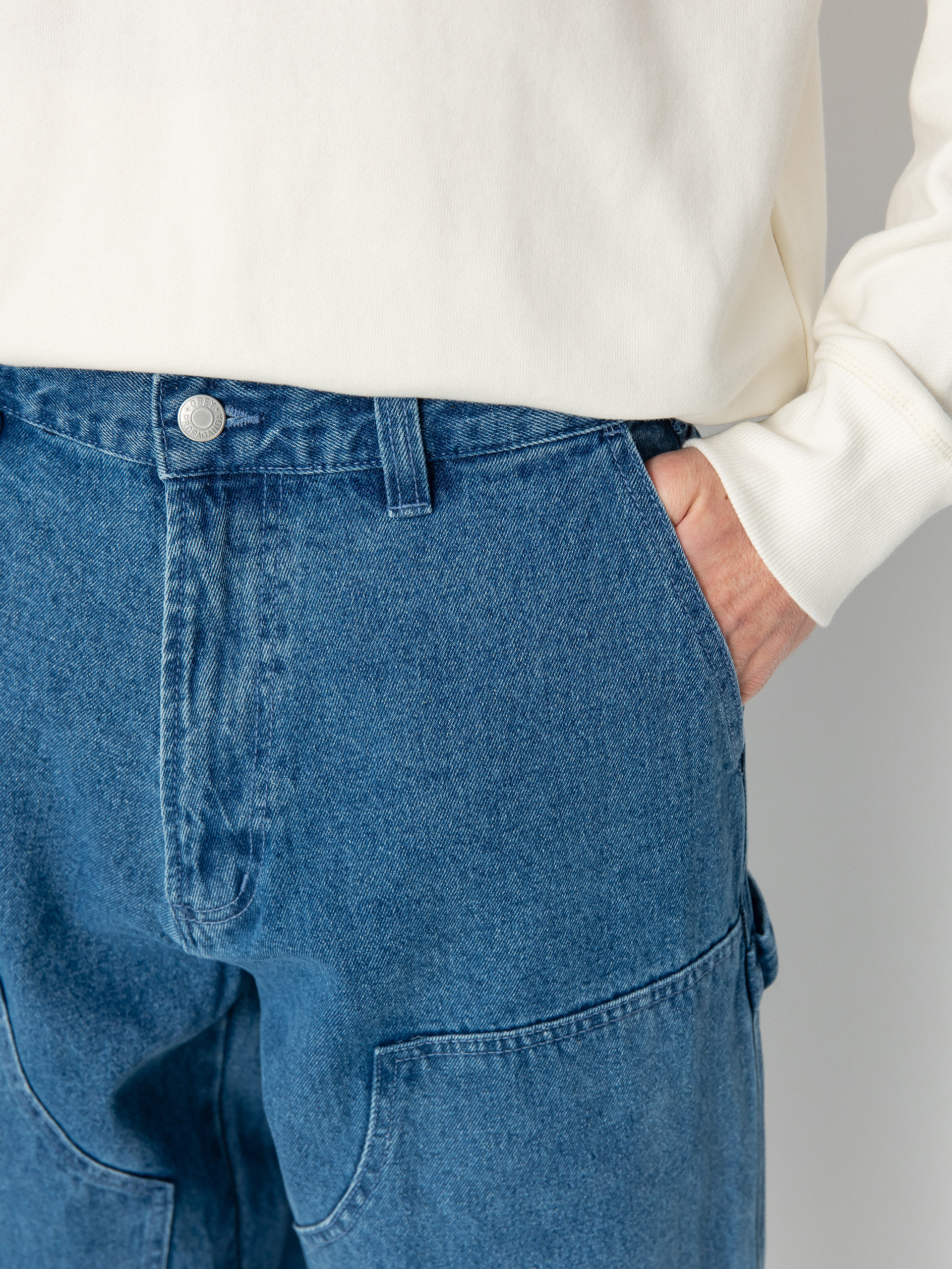 Nohavice OBEY Bigwig Denim Carpenter (light indigo)