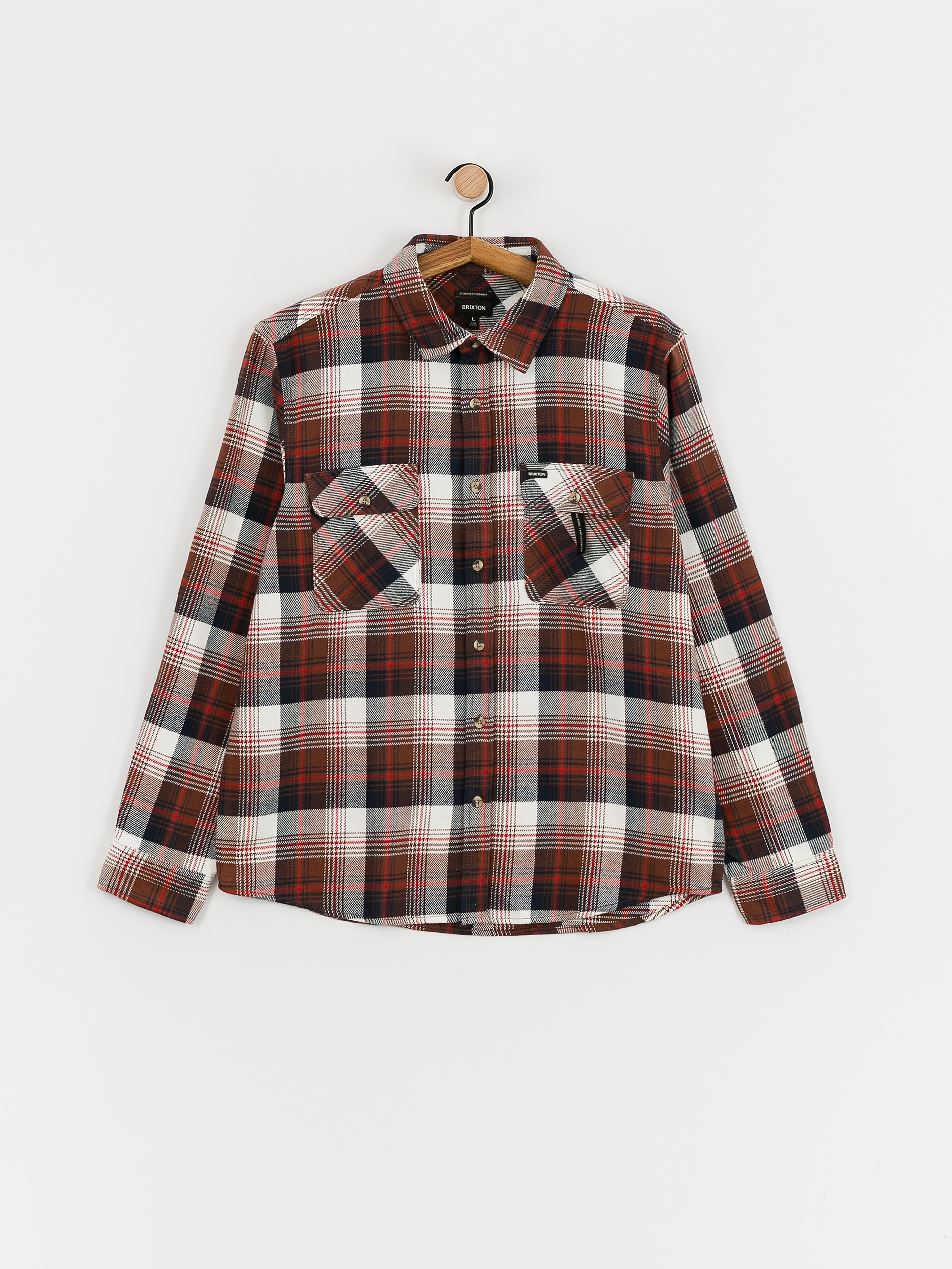 Košeľa Brixton Bowery Flannel Ls (washed navy/sepia/off white)