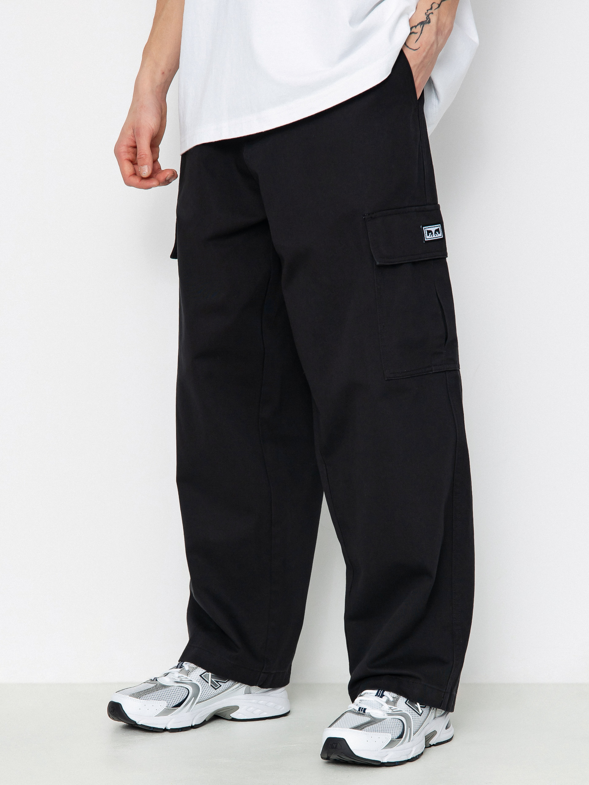 Nohavice OBEY Bigwig Baggy Twill Cargo (black)