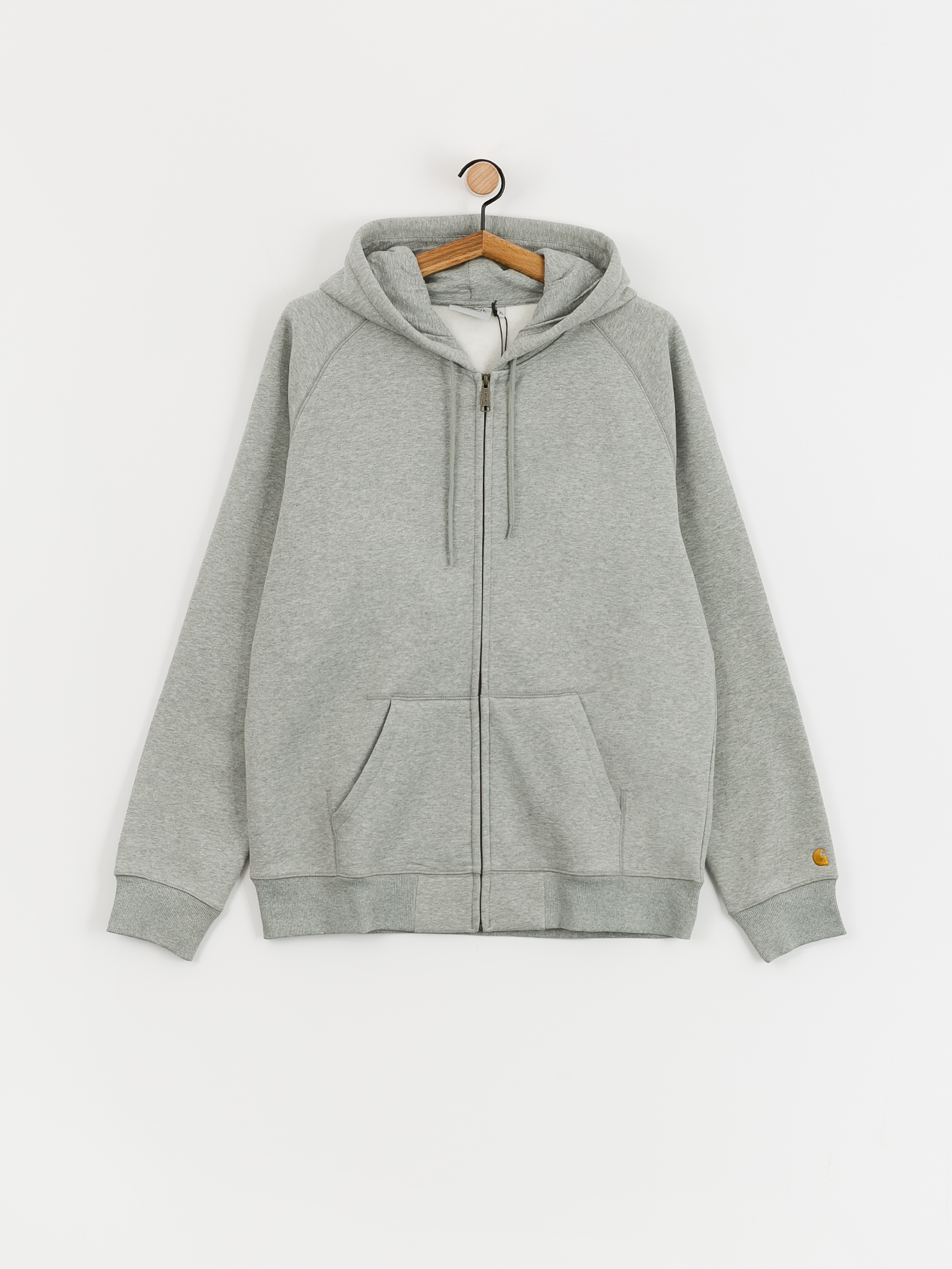 Mikina s kapucňou Carhartt WIP Chase ZHD (grey heather/gold)