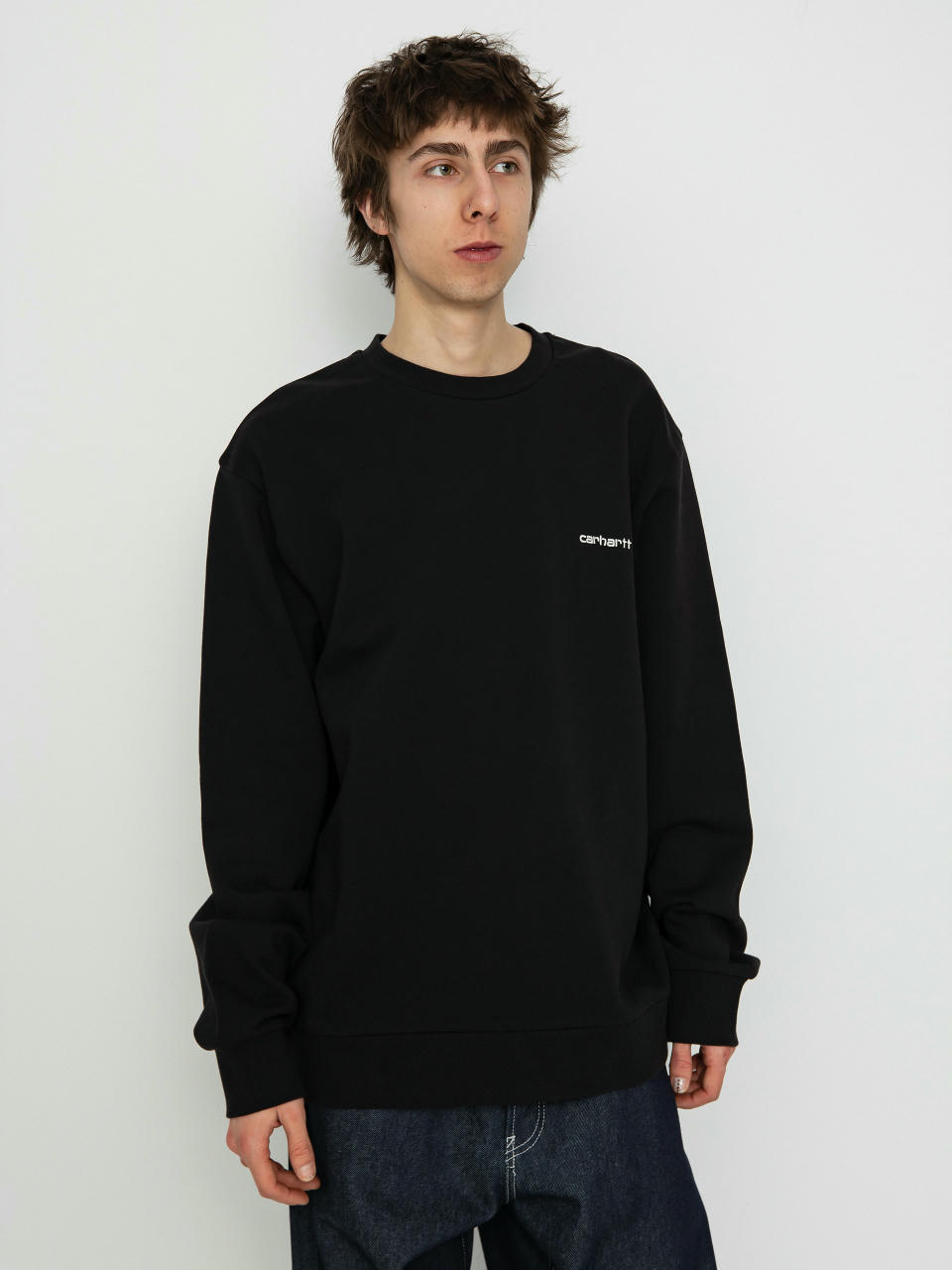 Mikina Carhartt WIP Script Embroidery (black/white)