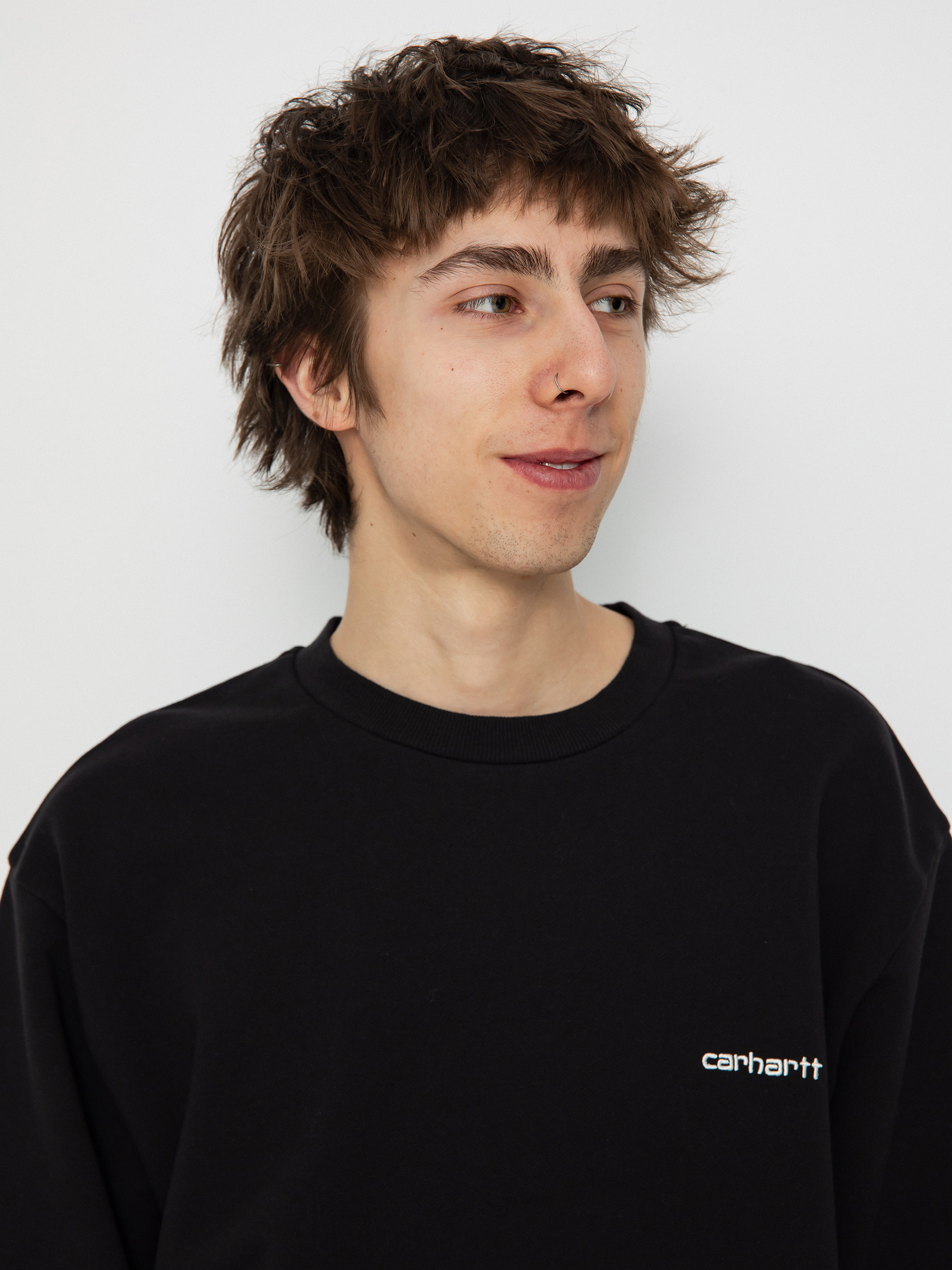 Mikina Carhartt WIP Script Embroidery (black/white)