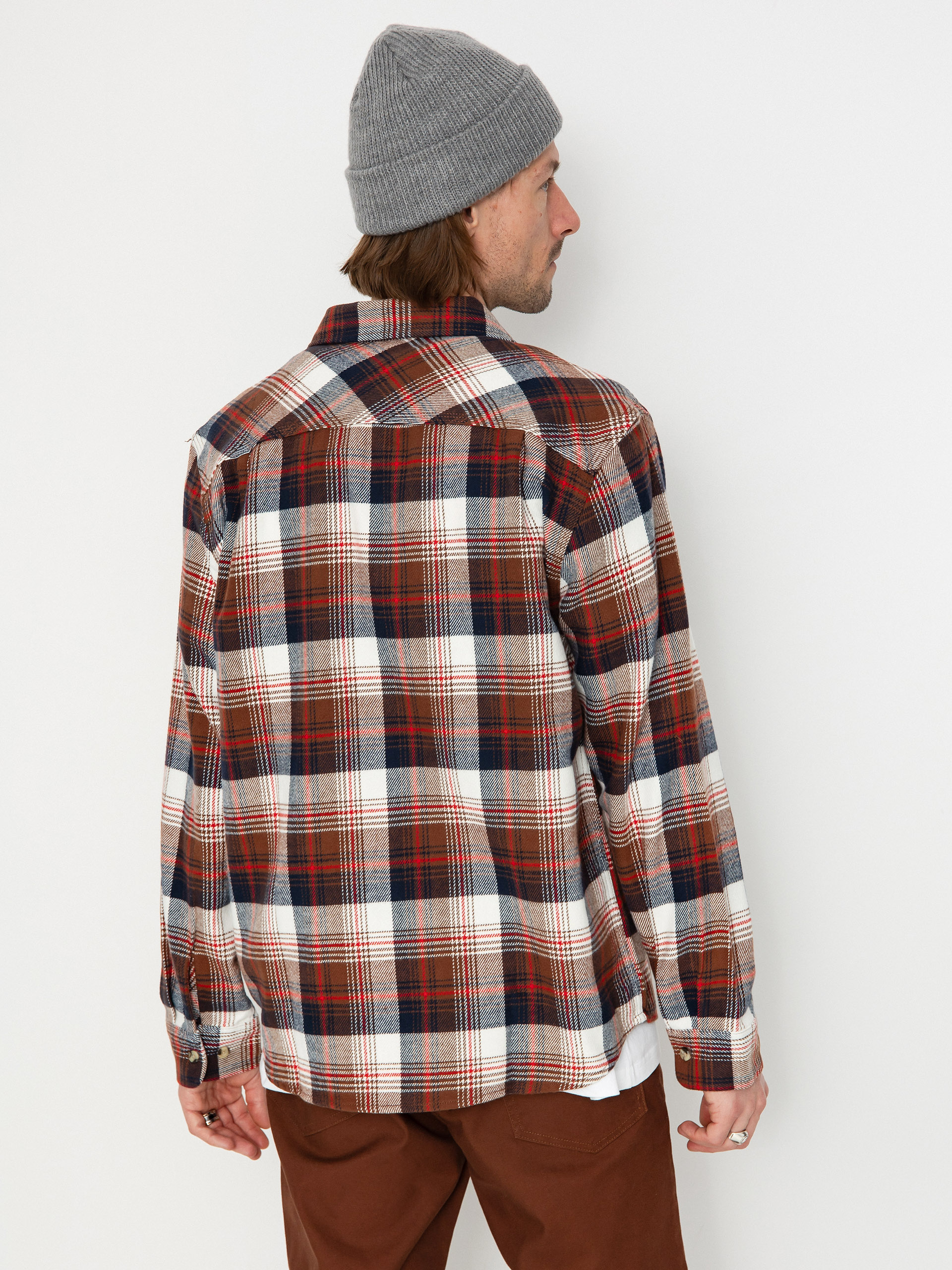 Košeľa Brixton Bowery Flannel Ls (washed navy/sepia/off white)