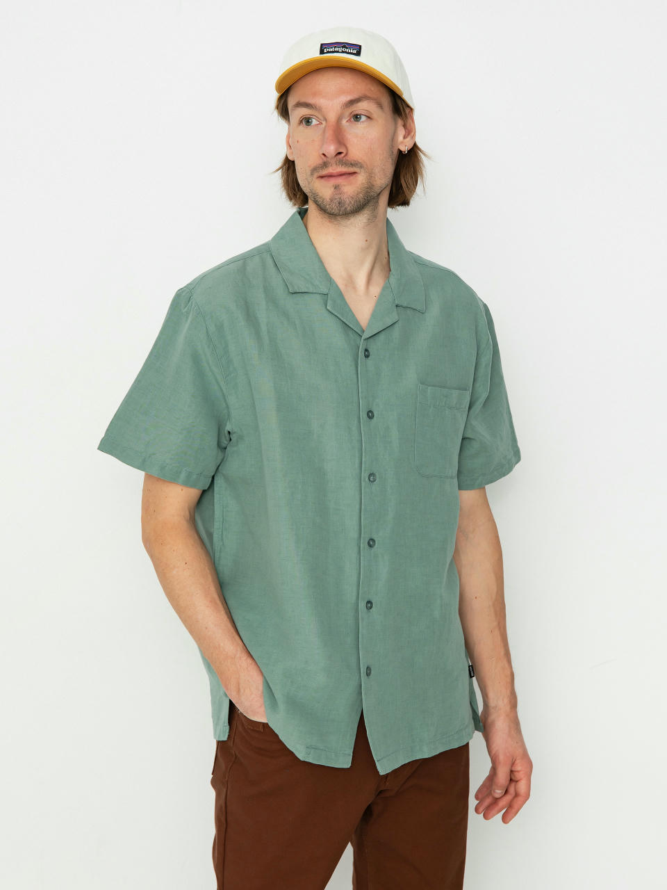 Košeľa Brixton Bunker Linen Blend (chinois green)