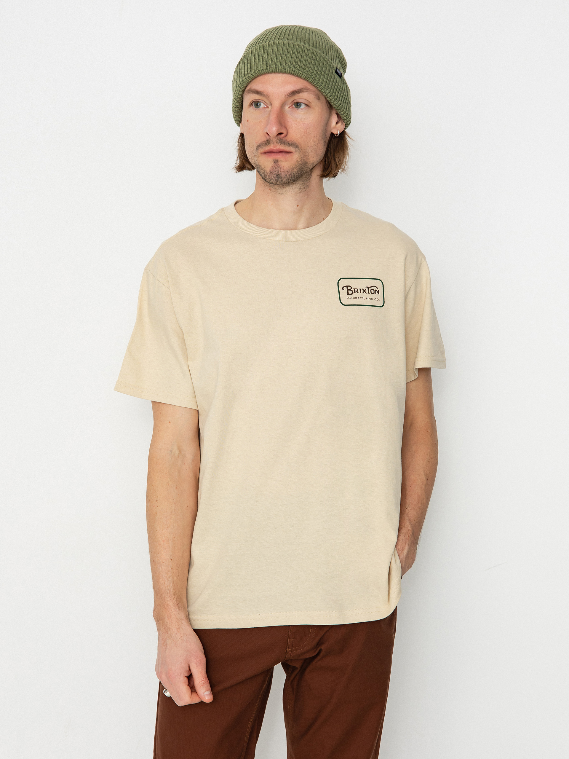 Tričko Brixton Grade Stt (cream/trekking green/sepia)