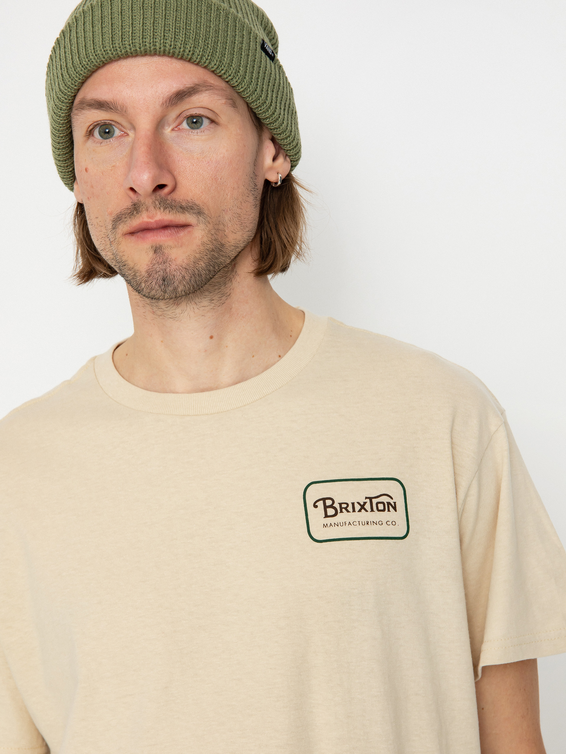 Tričko Brixton Grade Stt (cream/trekking green/sepia)