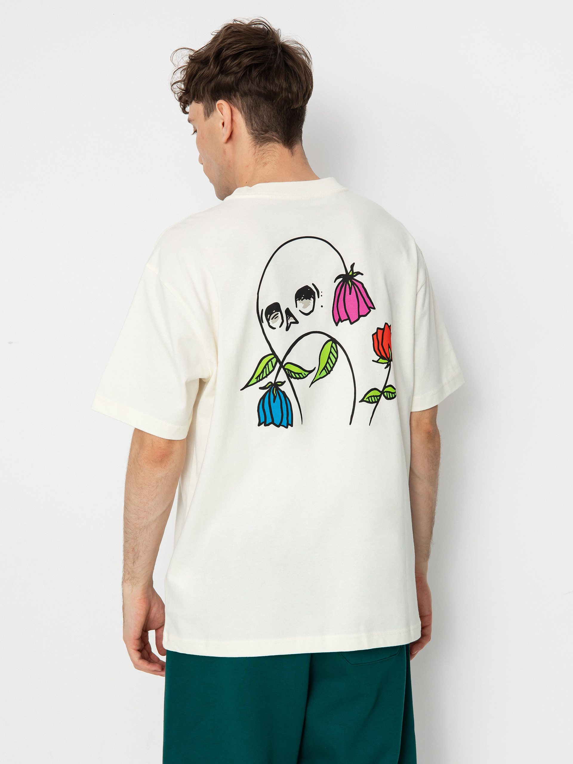 Tričko RVCA Flower Skull (antique white)