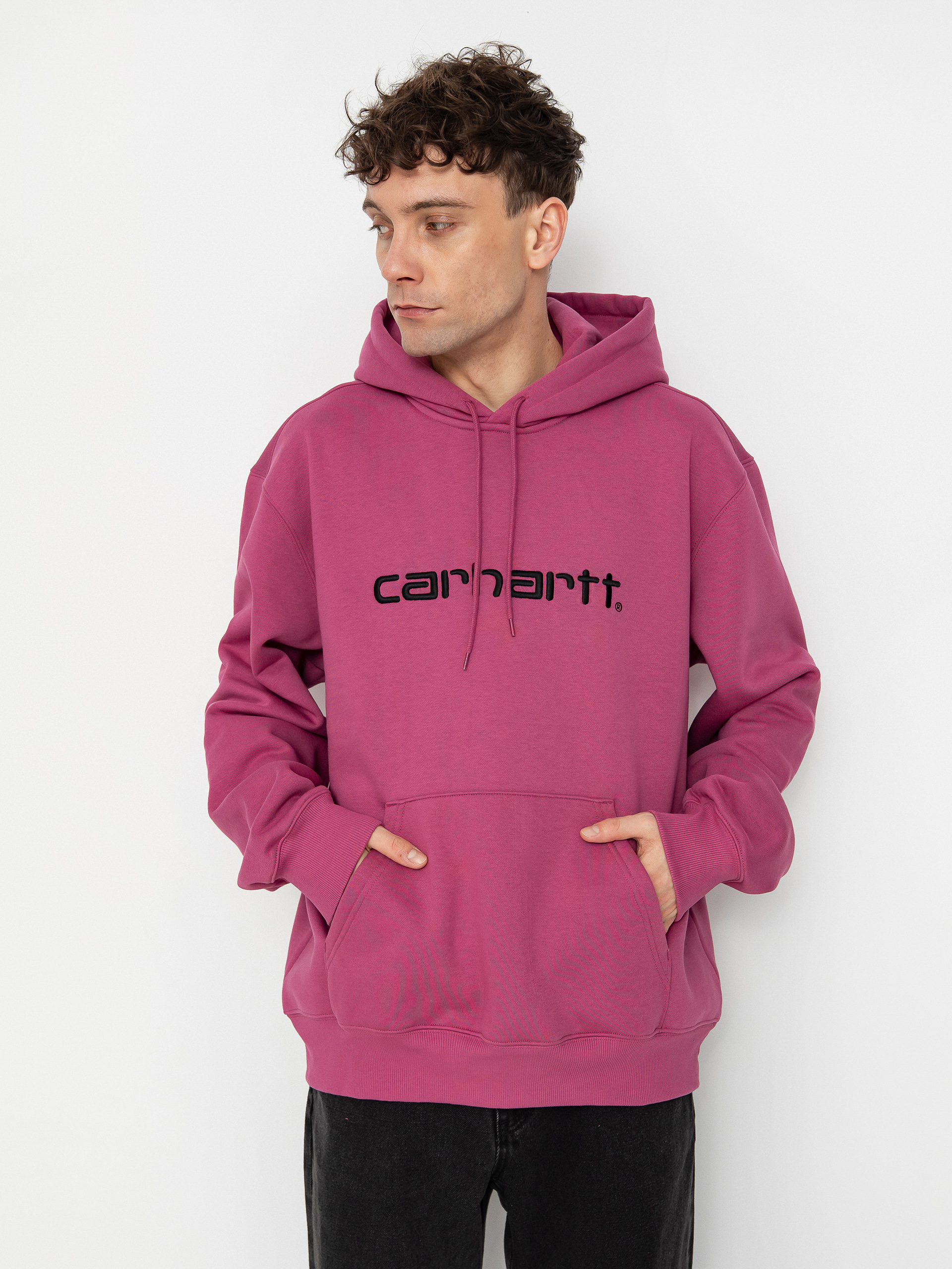 Mikina s kapucňou Carhartt WIP Carhartt HD (magenta/black)