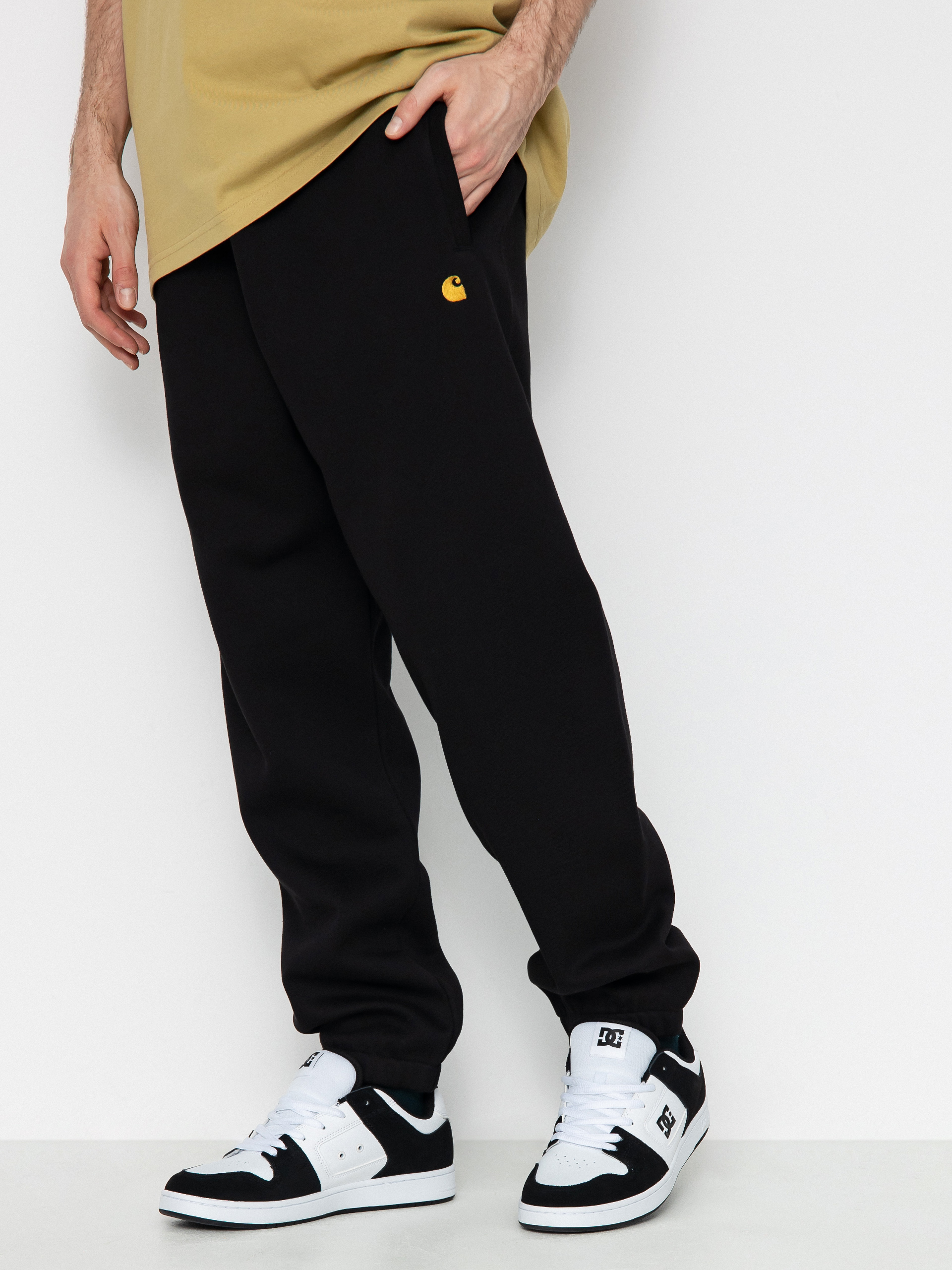 Nohavice Carhartt WIP Chase (black/gold)