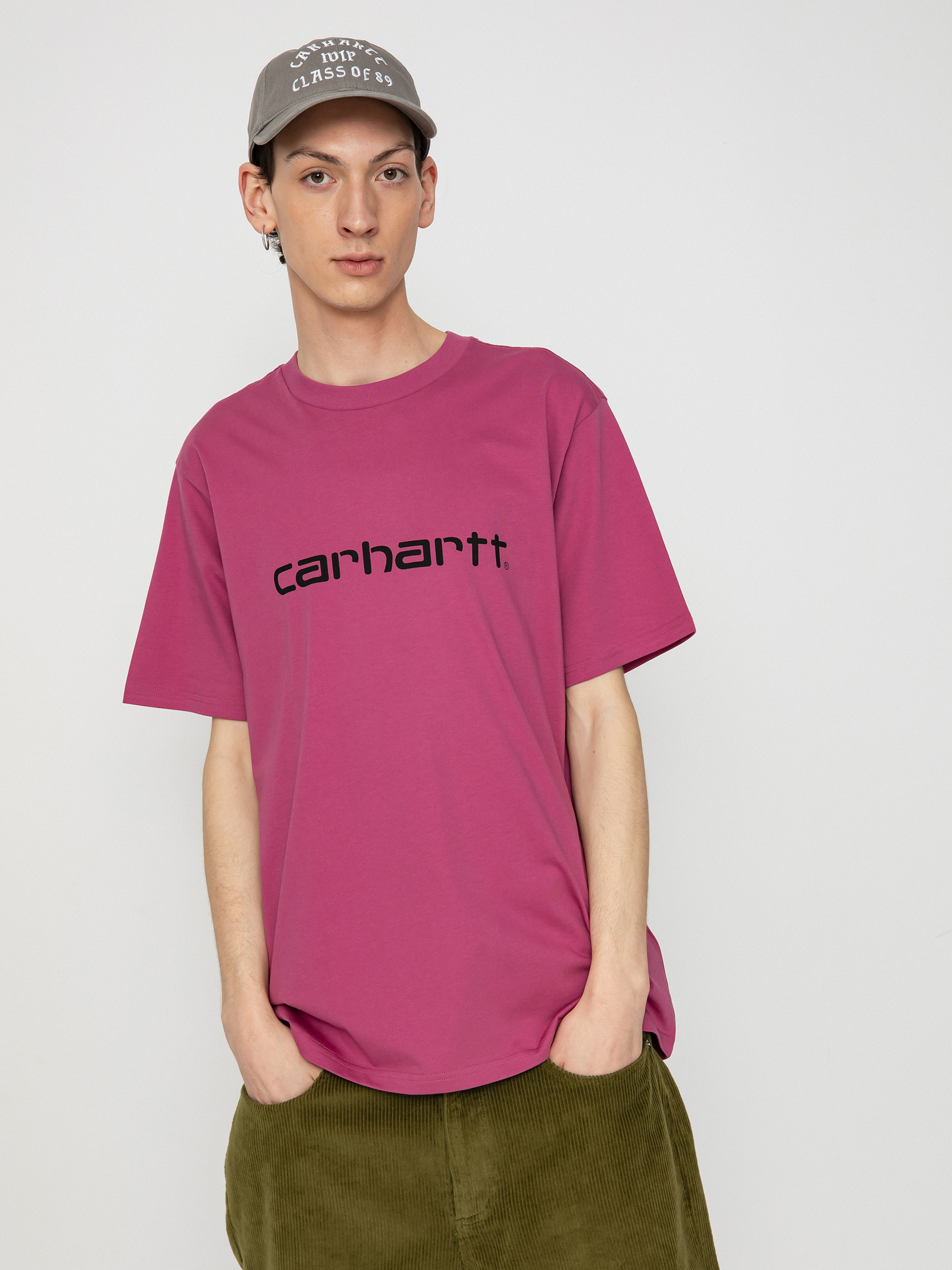 Tričko Carhartt WIP Script (magenta/black)