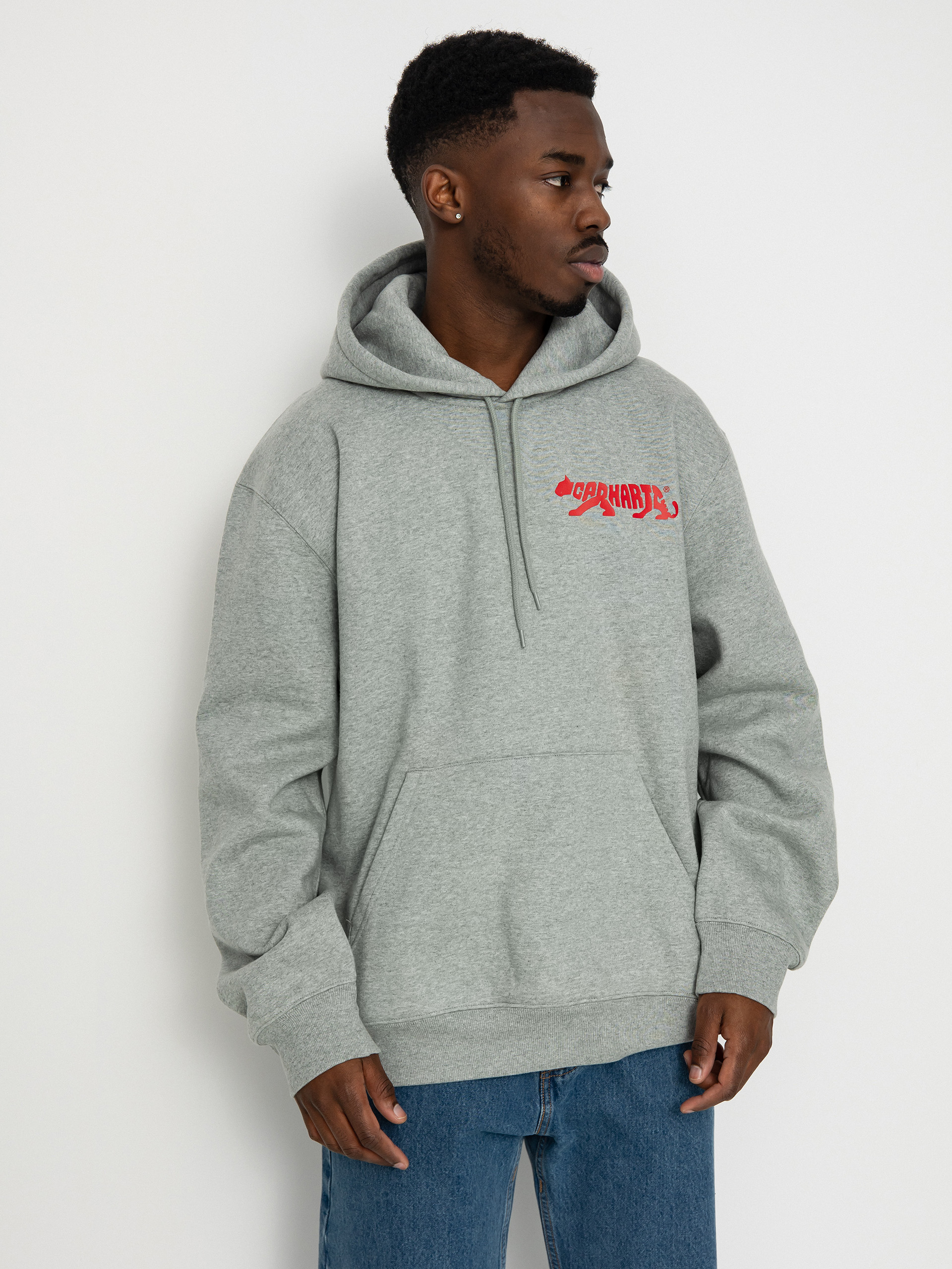 Mikina s kapucňou Carhartt WIP Rocky Script HD (grey heather)