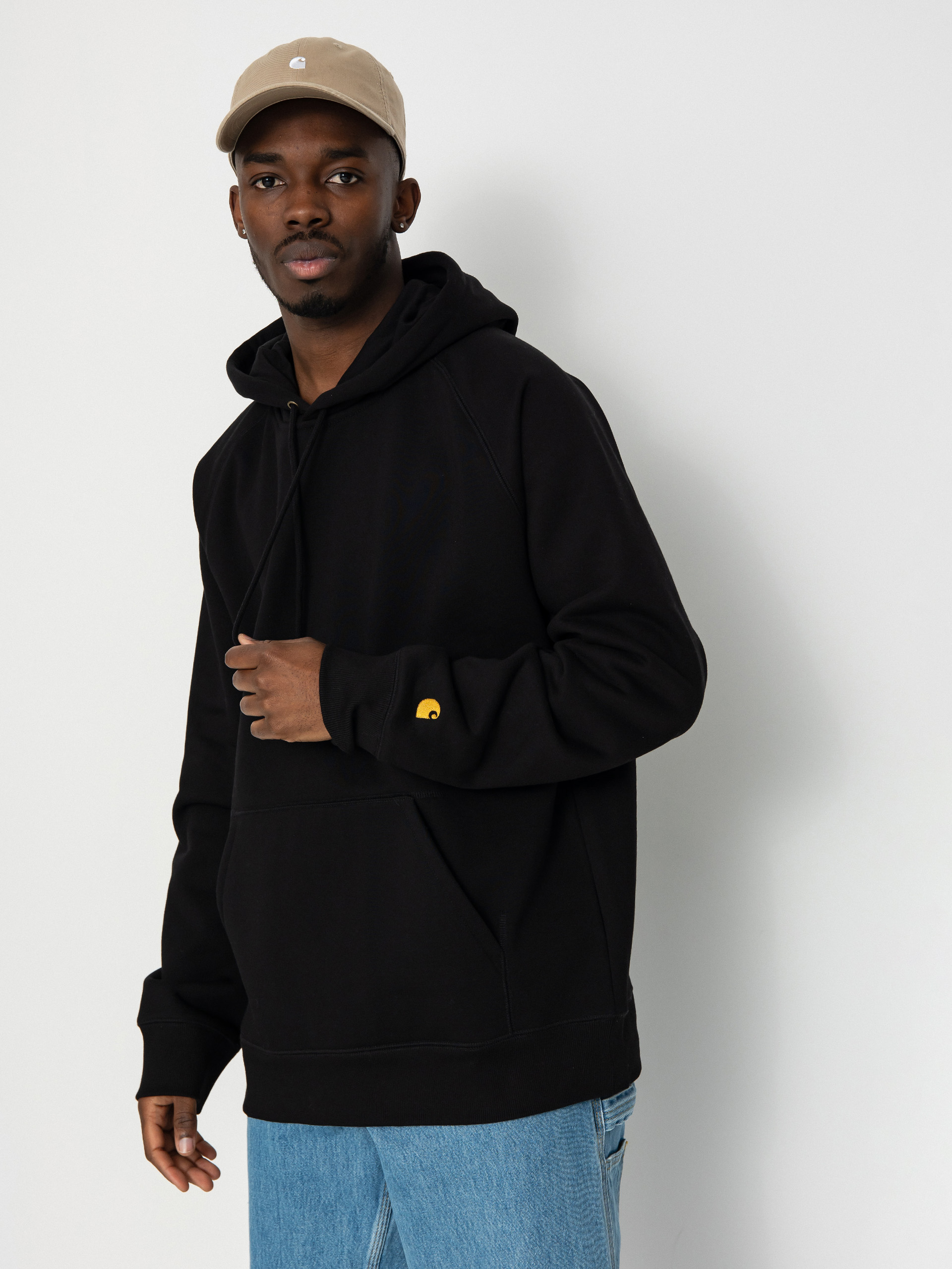 Mikina s kapucňou Carhartt WIP Chase HD (black/gold)