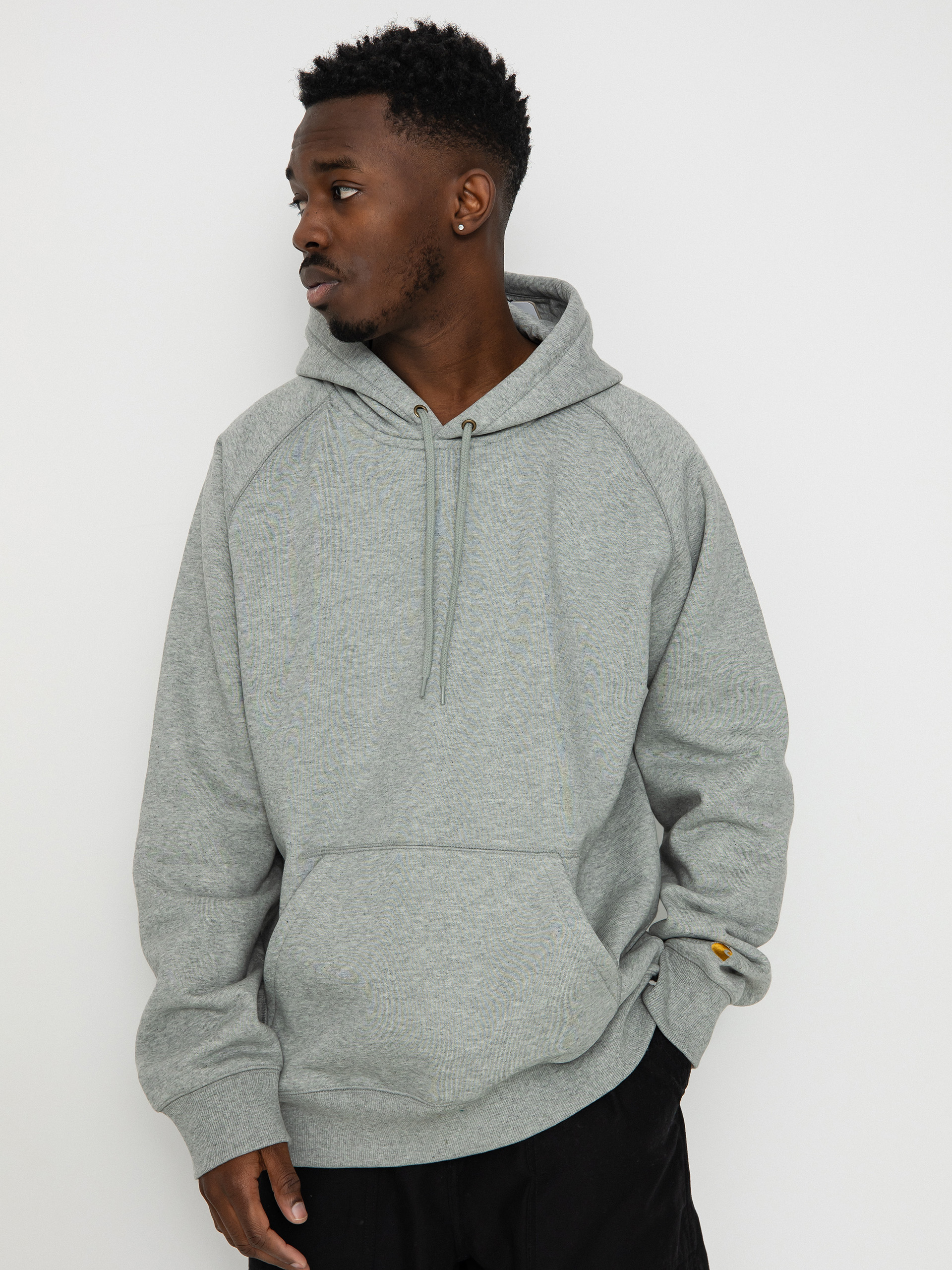 Mikina s kapucu0148ou Carhartt WIP Chase HD (grey heather/gold)