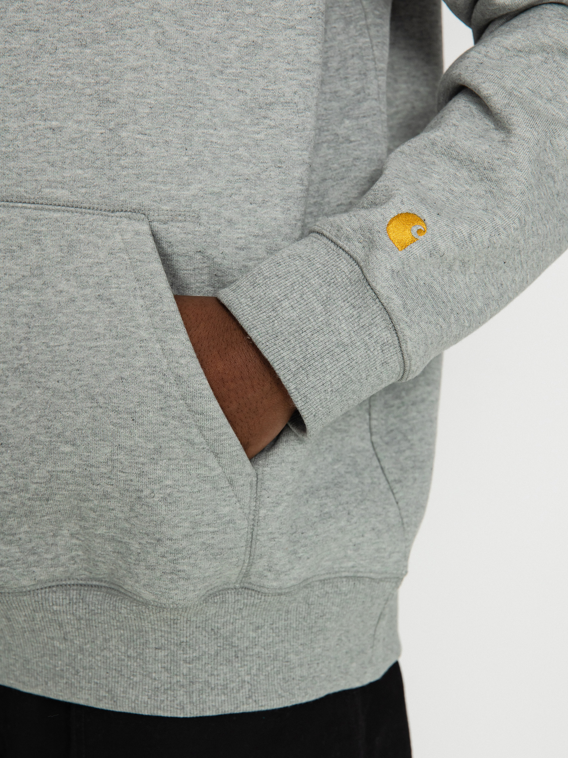 Mikina s kapucňou Carhartt WIP Chase HD (grey heather/gold)