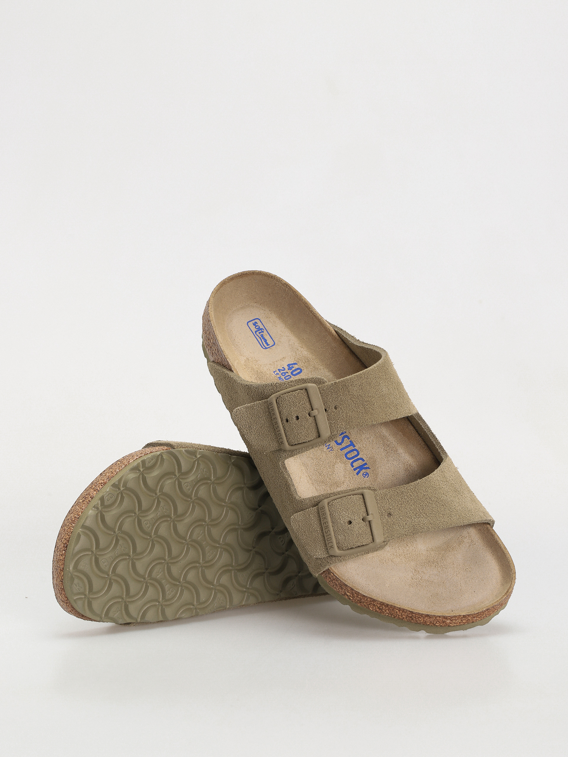 Šľapky Birkenstock Arizona Suede Leather Regular (faded khaki)