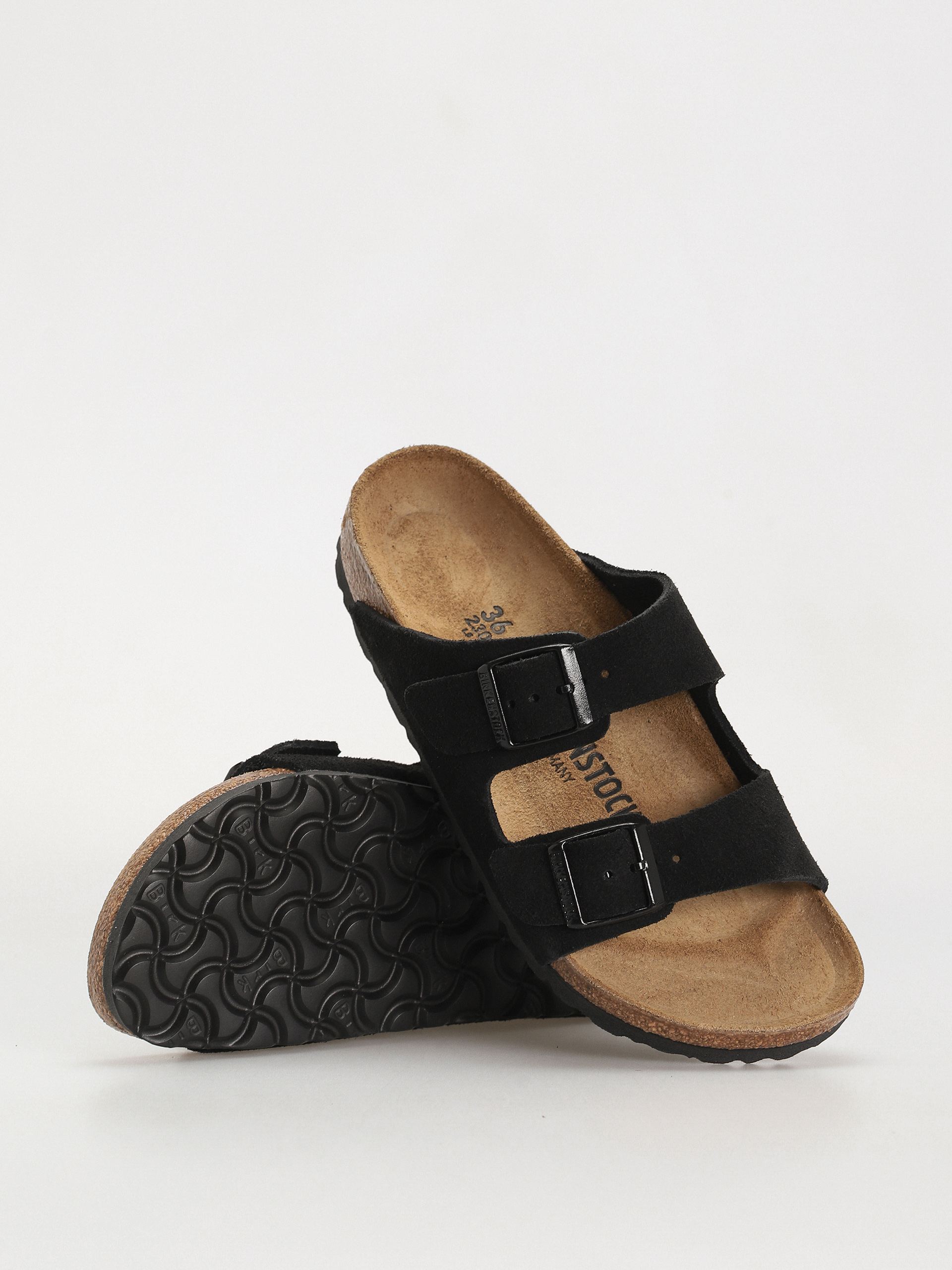Šľapky Birkenstock Arizona Suede Leather Narrow Wmn (black)
