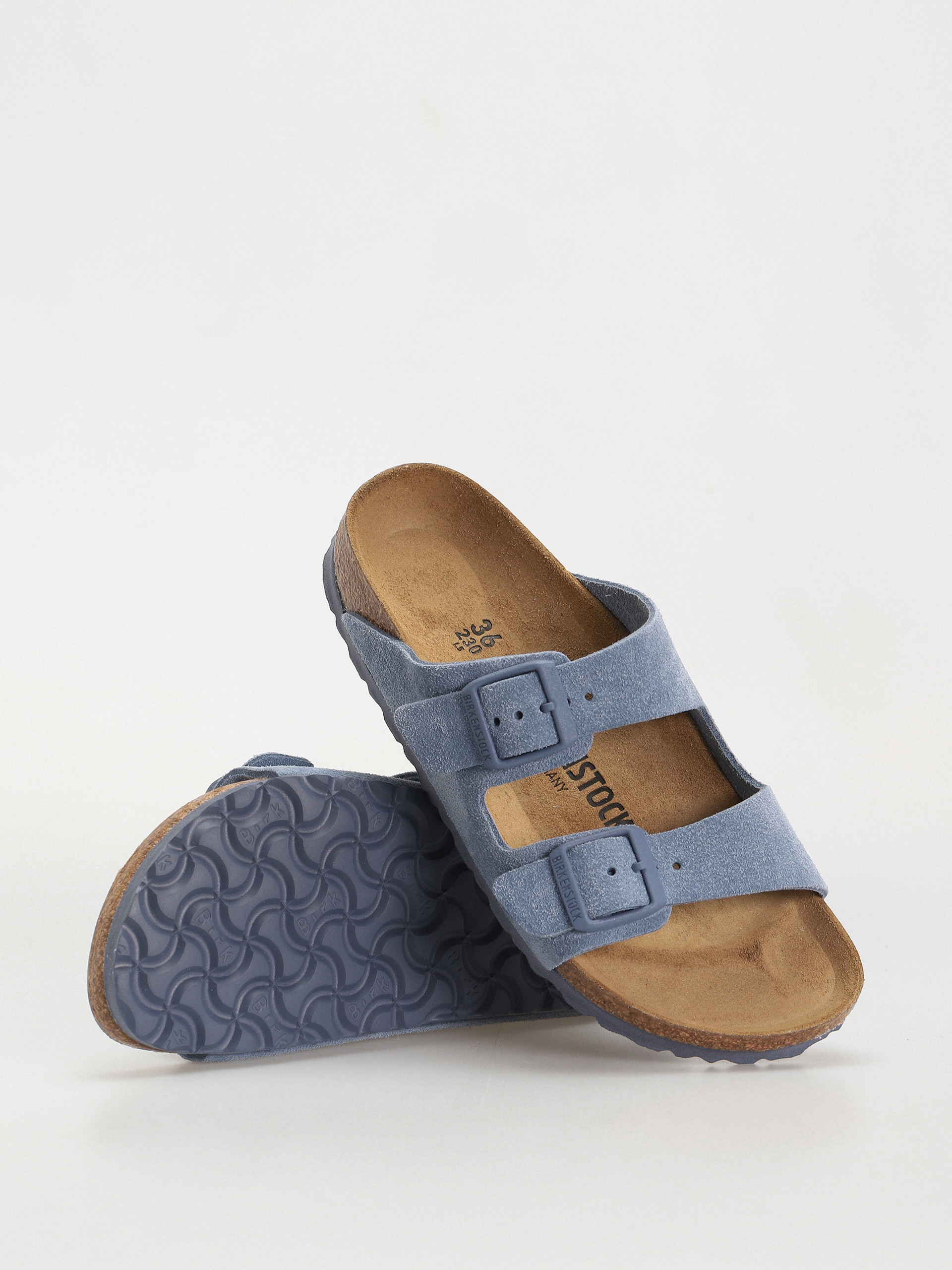 Šľapky Birkenstock Arizona Suede Leather Narrow Wmn (elemental blue)