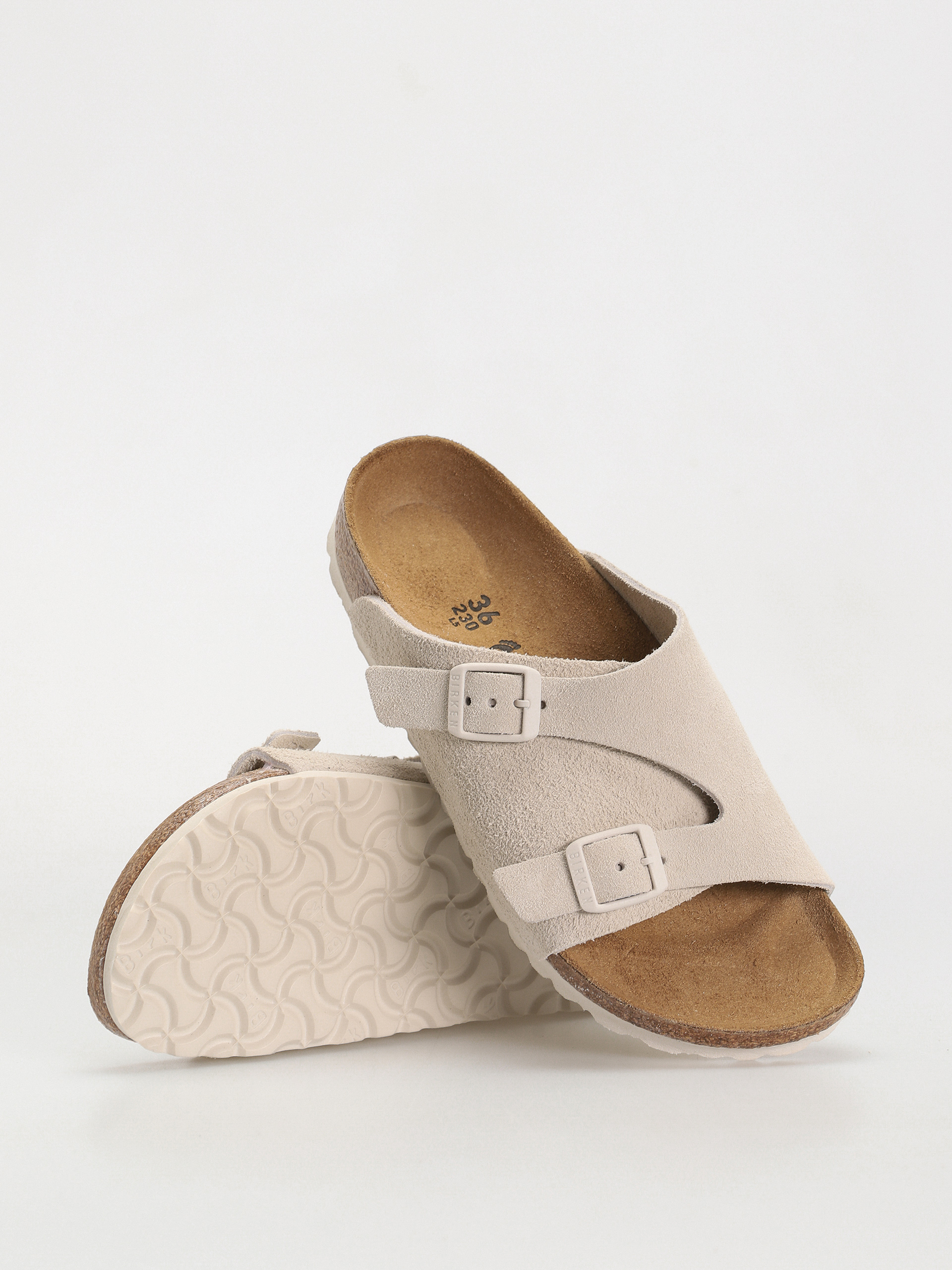 Šľapky Birkenstock Zurich Suede Leather Narrow Wmn (antique white)