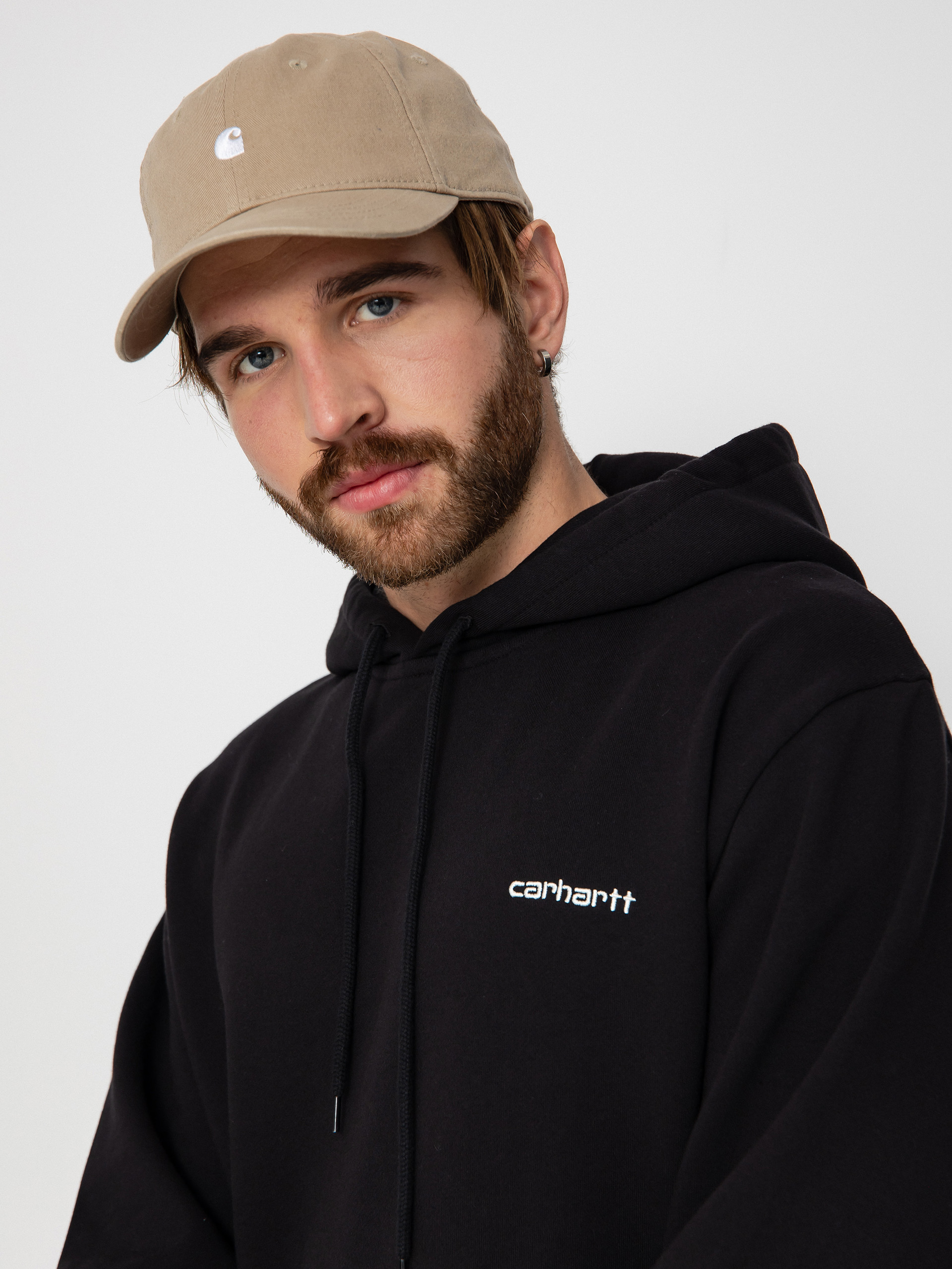 Mikina s kapucňou Carhartt WIP Script Embroidery HD (black/white)