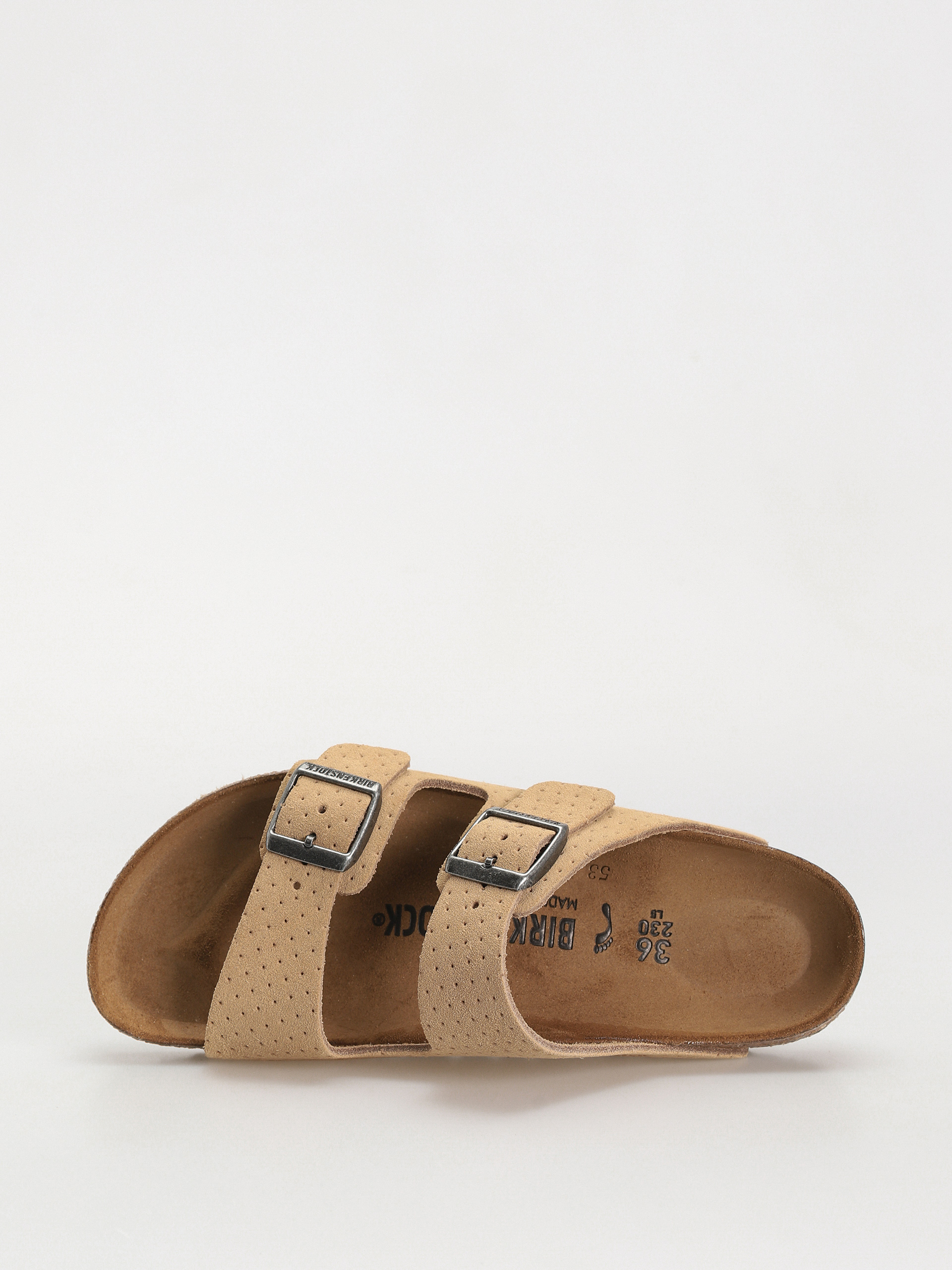 Šľapky Birkenstock Arizona Suede Embossed Narrow Wmn (emboss dots new beige)