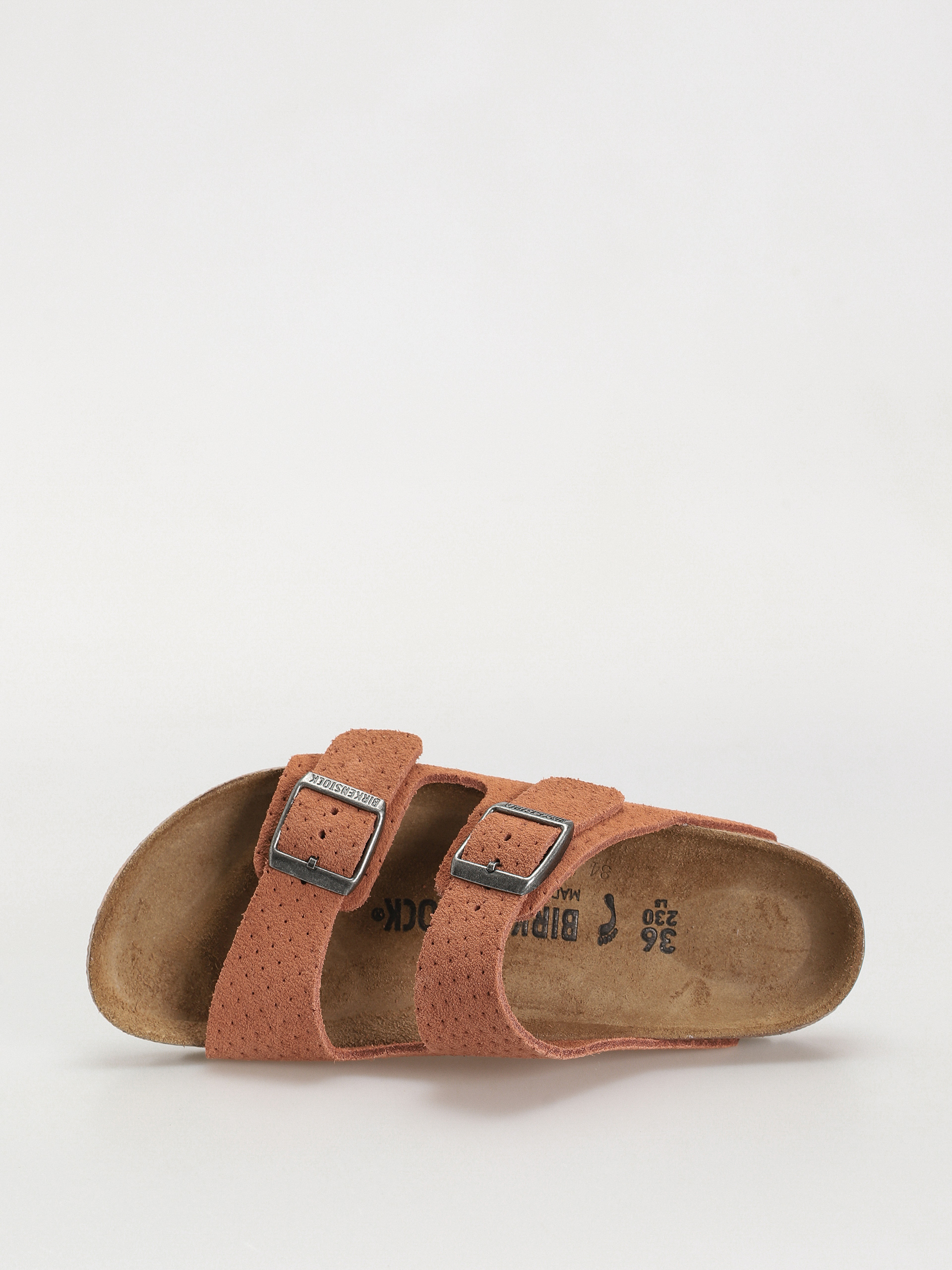 Šľapky Birkenstock Arizona Suede Embossed Narrow Wmn (emboss dots burnt orange)