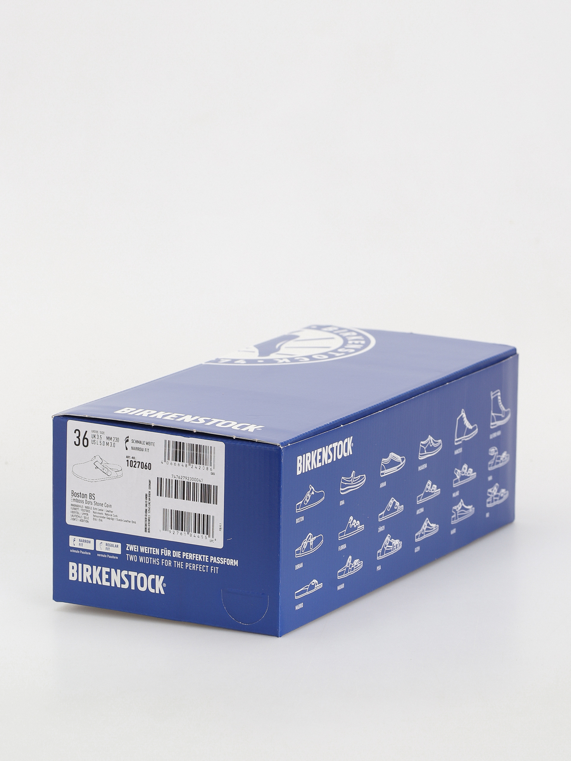 Šľapky Birkenstock Boston Suede Embossed Narrow Wmn (emboss dots stone coin)