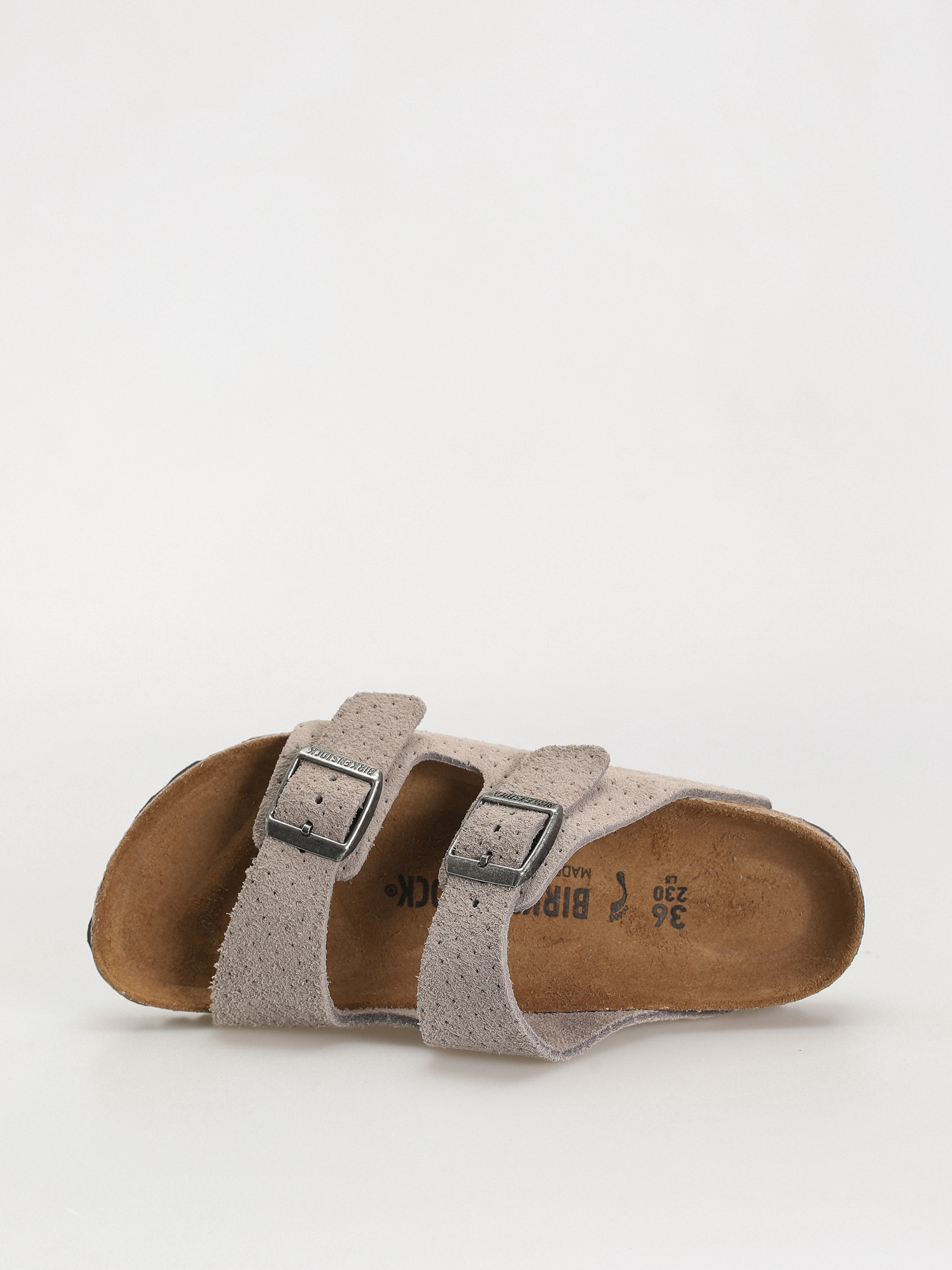 Šľapky Birkenstock Arizona Suede Embossed Narrow Wmn (emboss dots stone coin)
