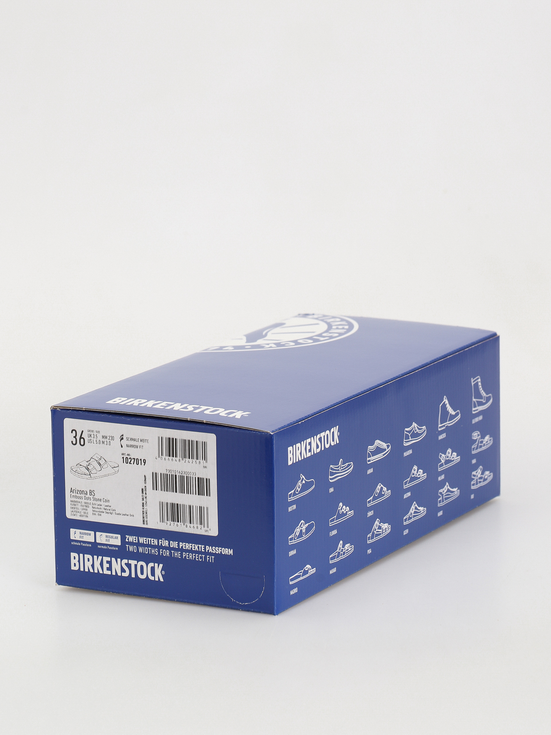 Šľapky Birkenstock Arizona Suede Embossed Narrow Wmn (emboss dots stone coin)