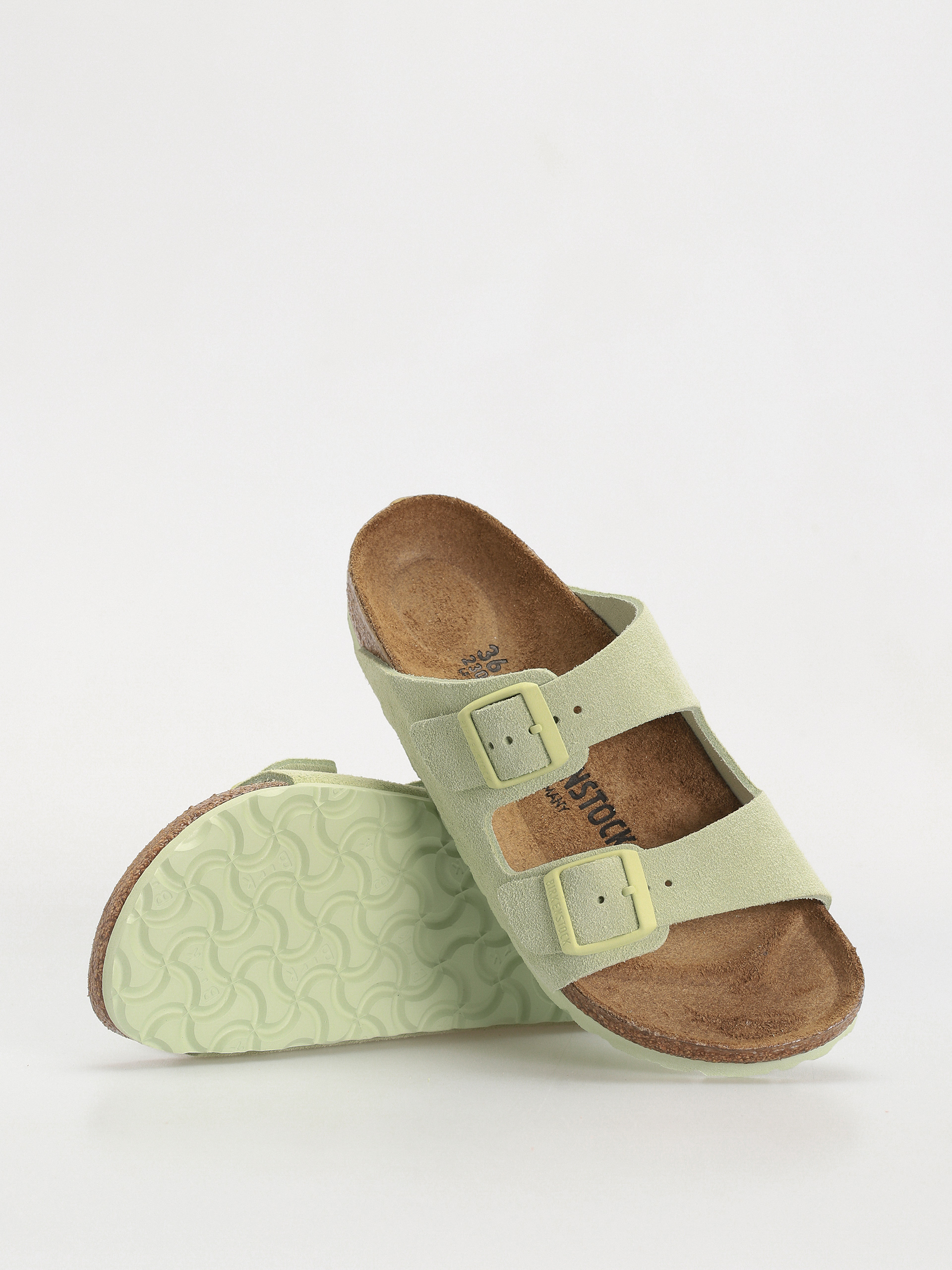 Šľapky Birkenstock Arizona Suede Leather Narrow Wmn (faded lime)