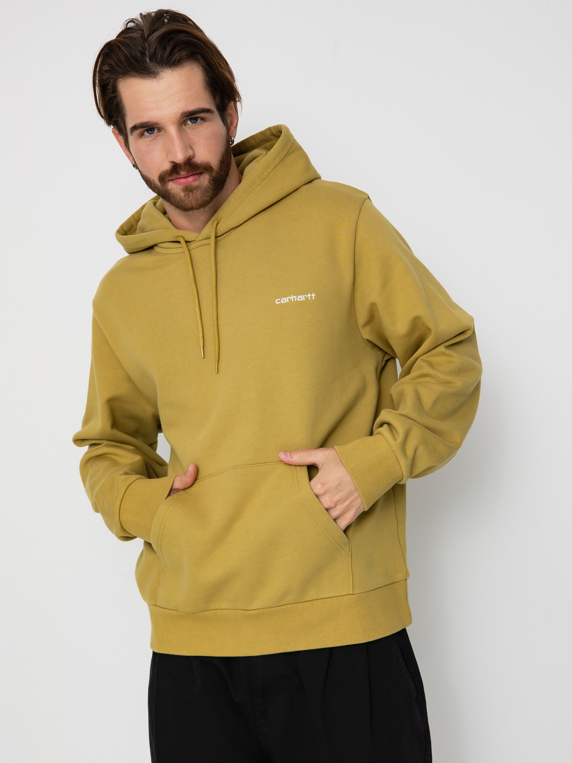 Mikina s kapucňou Carhartt WIP Script Embroidery HD (agate/white)