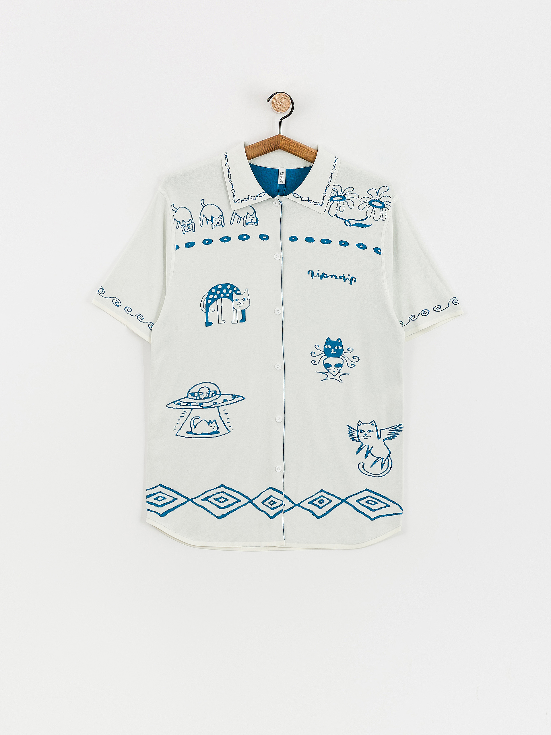 Košeľa RipNDip Blonded Knitted Button (off white)