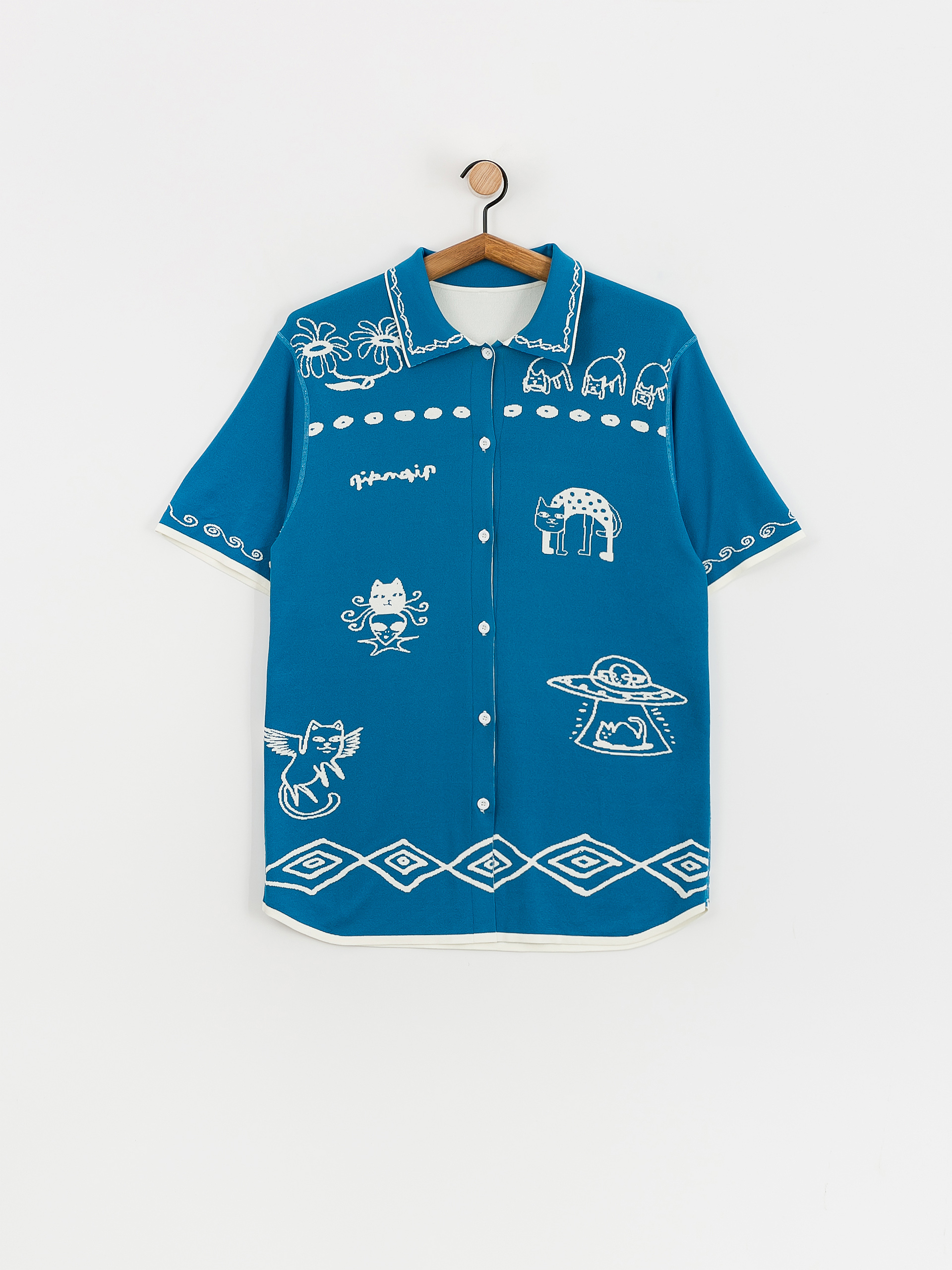 Košeľa RipNDip Blonded Knitted Button (off white)