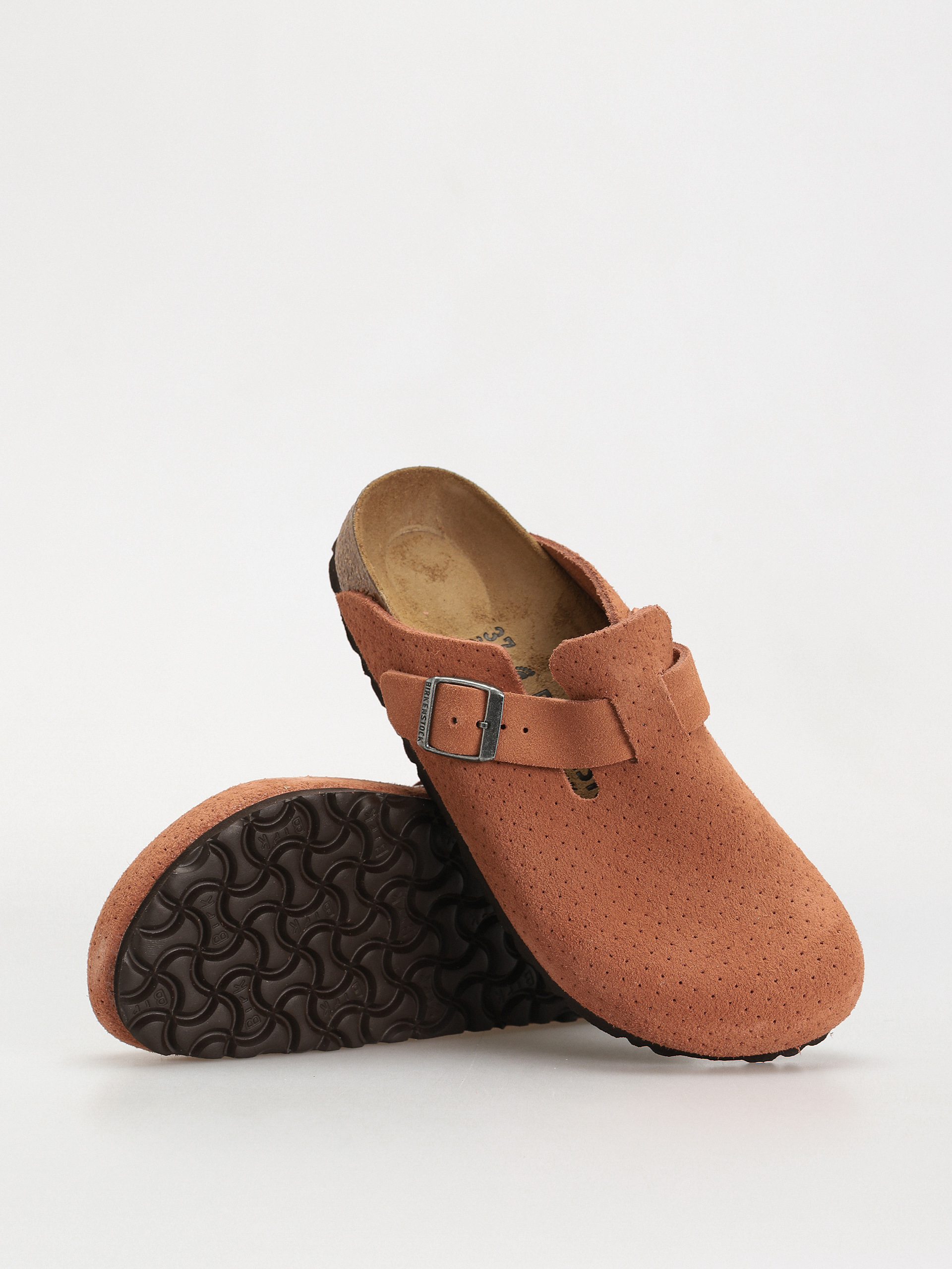 Šľapky Birkenstock Boston Suede Embossed Narrow Wmn (emboss dots burnt orange)
