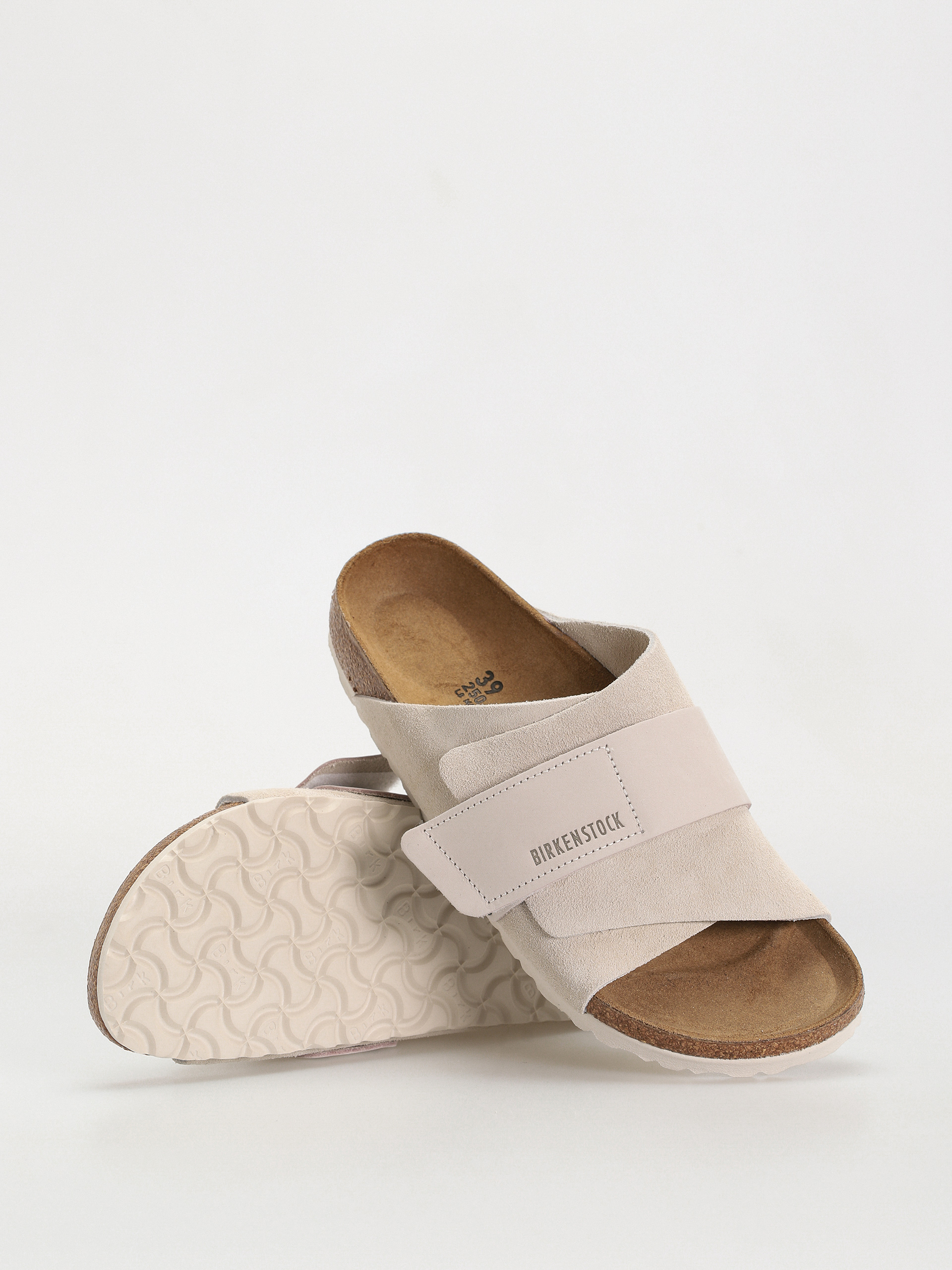 Šľapky Birkenstock Kyoto Nubuck Suede Leather Narrow Wmn (antique white)