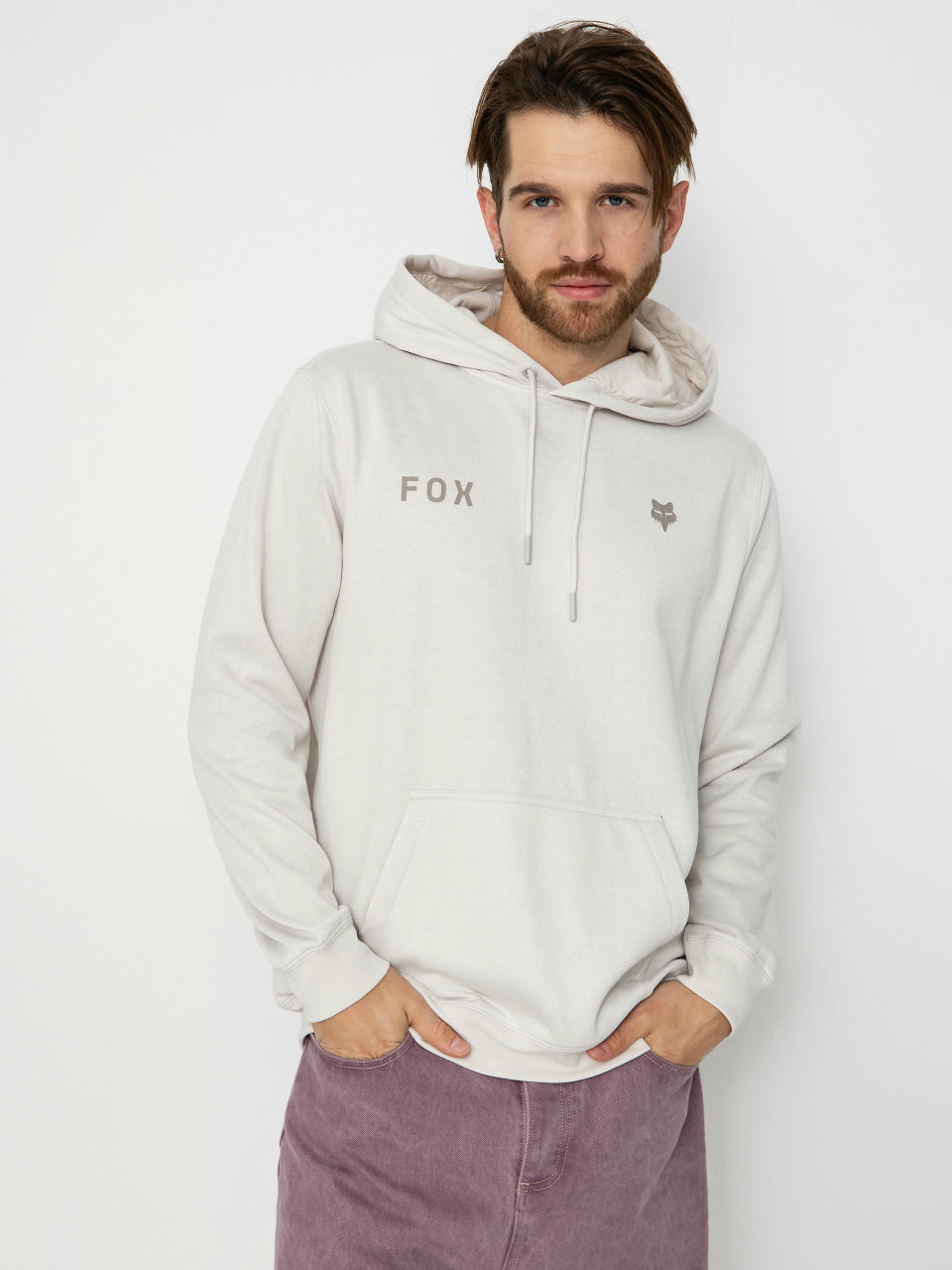 Mikina s kapucňou Fox Wordmark HD (vintage white)