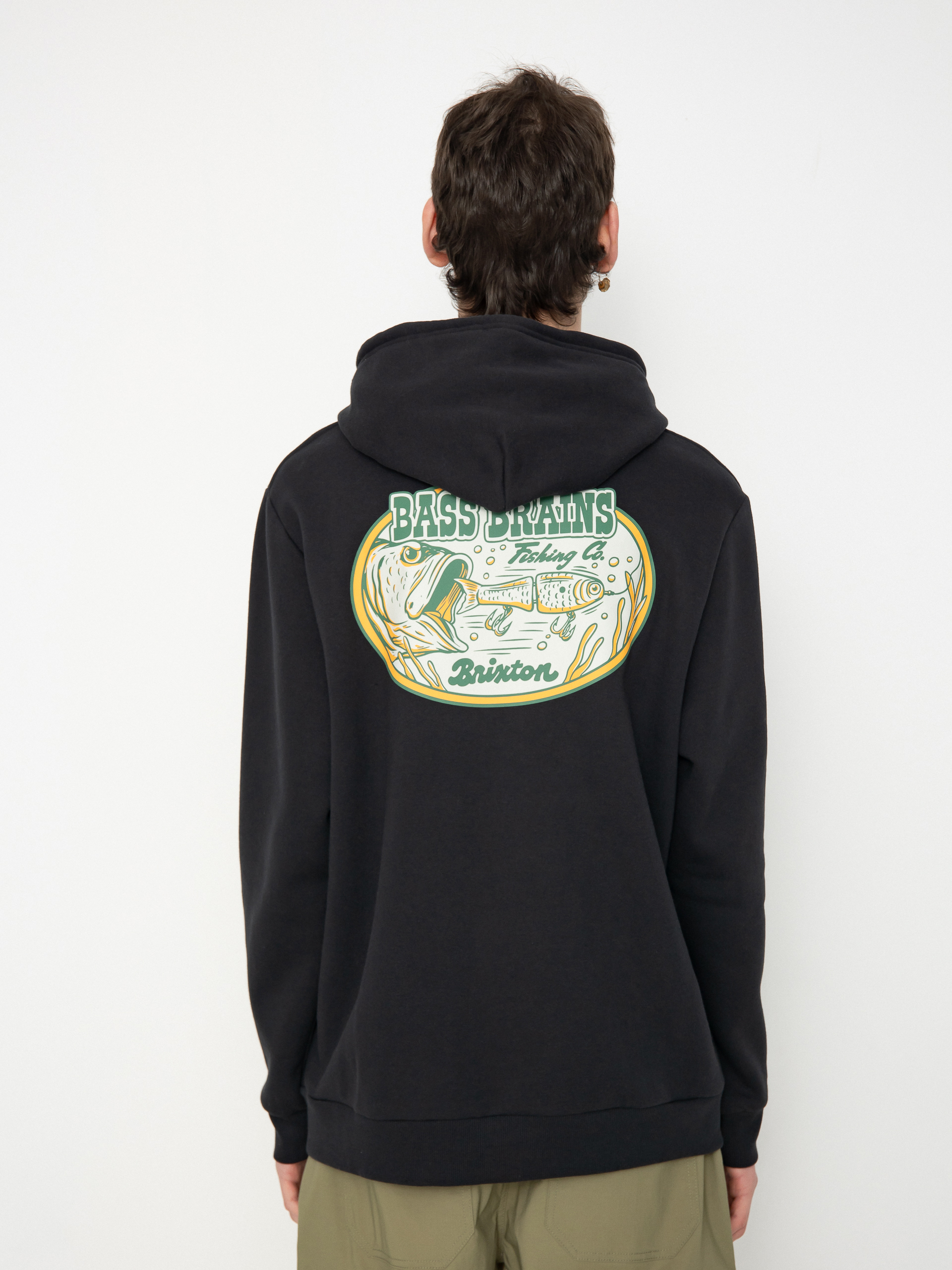 Mikina s kapucu0148ou Brixton Bass Brains Swim HD (black)