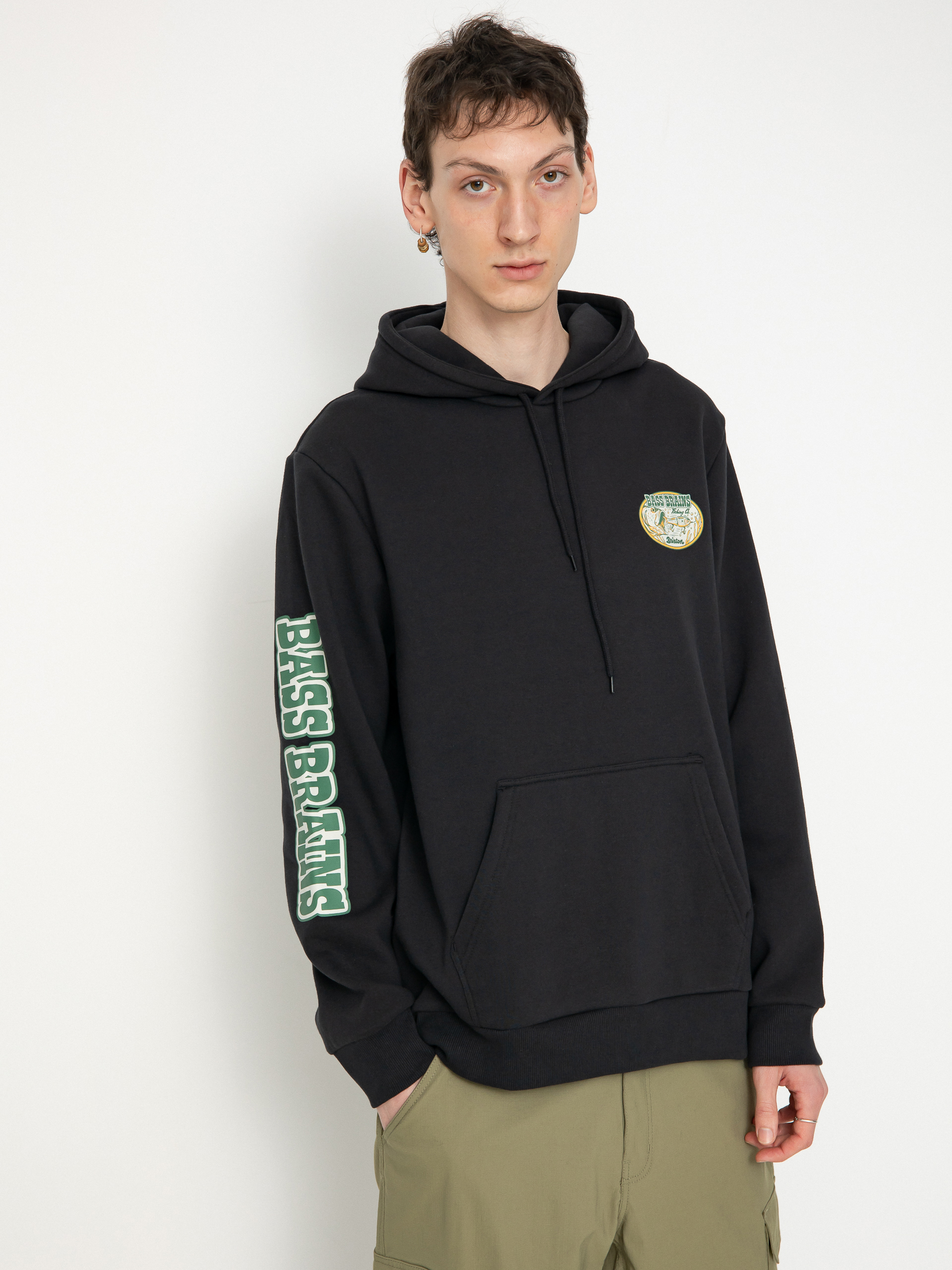 Mikina s kapucňou Brixton Bass Brains Swim HD (black)