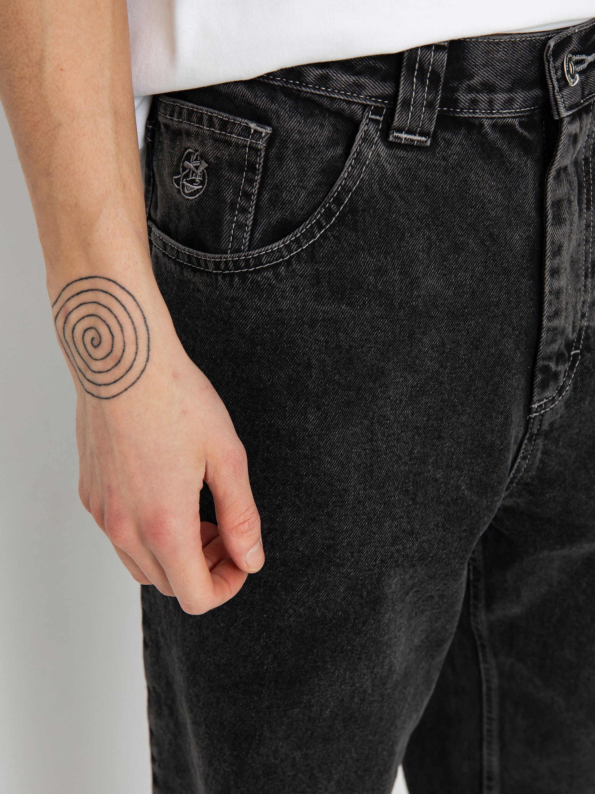 Nohavice Polar Skate 93! Denim (silver black)