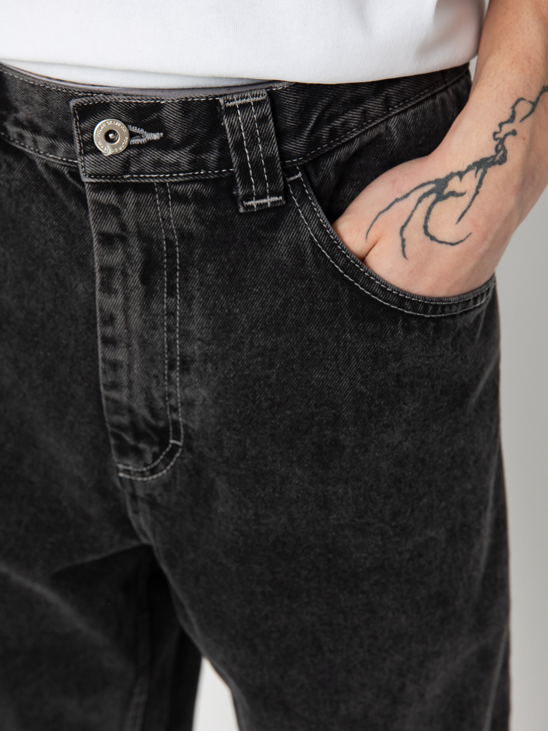 Nohavice Polar Skate 93! Denim (silver black)