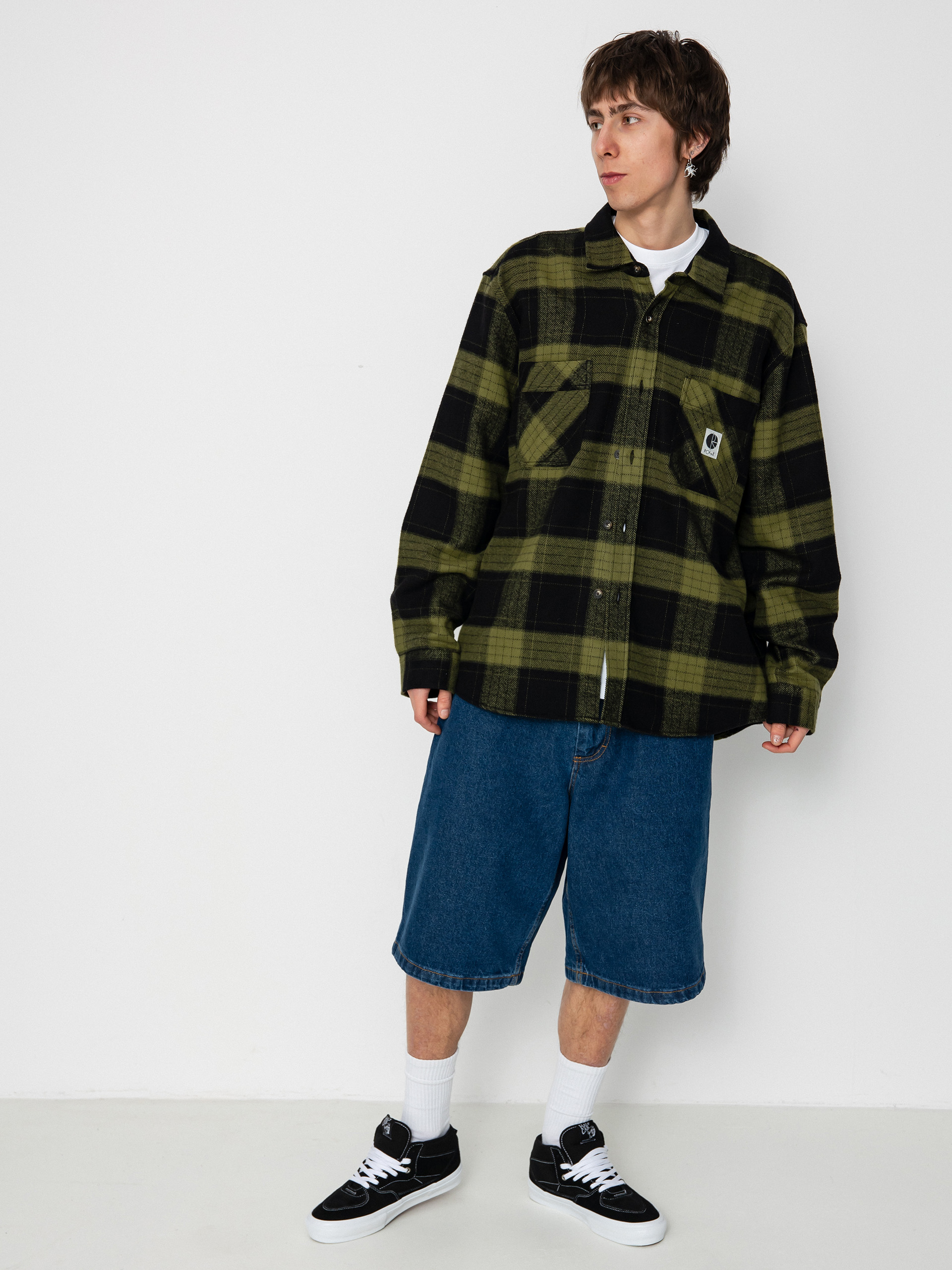 Košeľa Polar Skate Mike Flannel (black/army green)