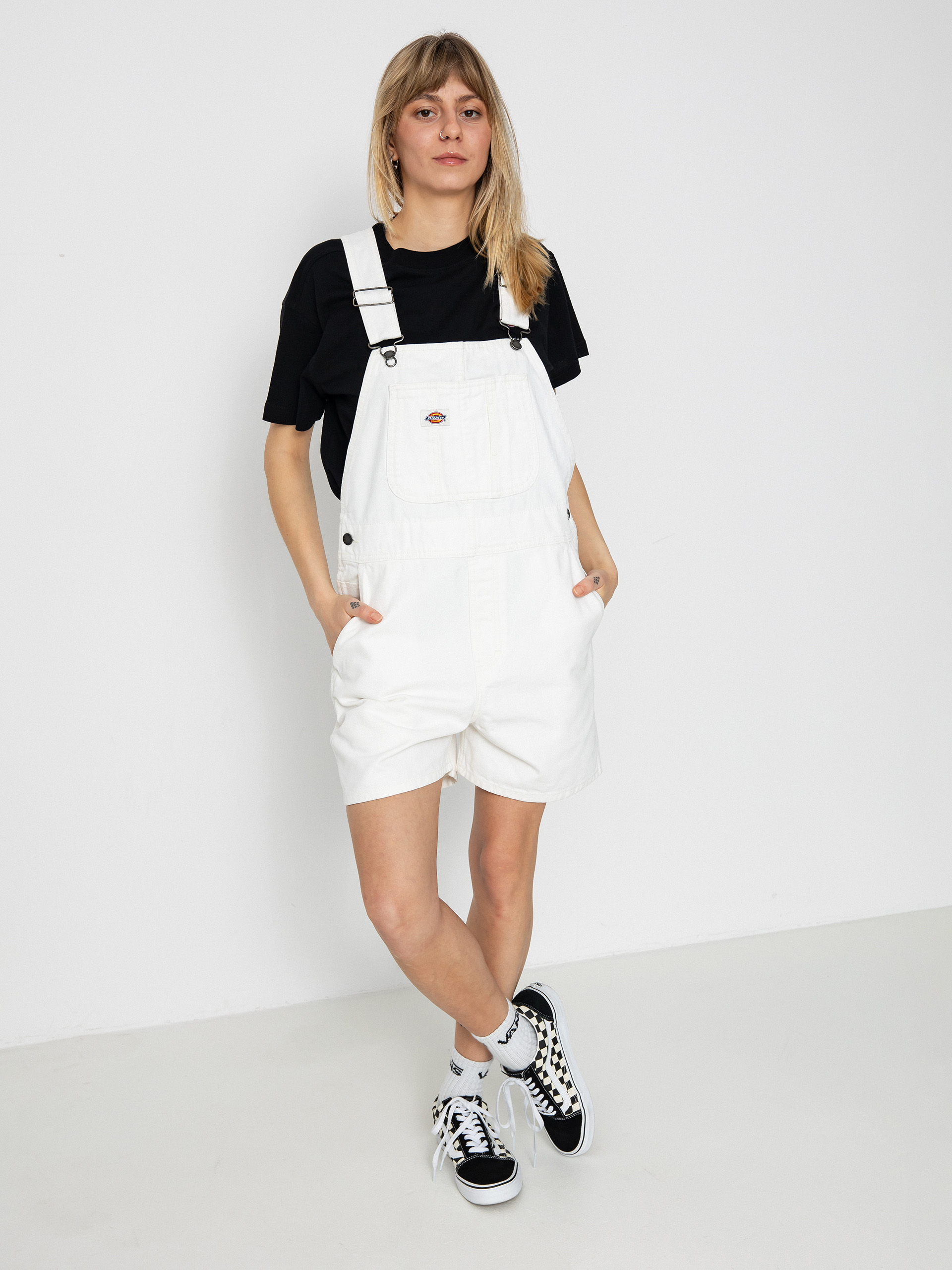 Kraťasy Dickies Duck Canvas Bib Wmn (stone washed cloud)