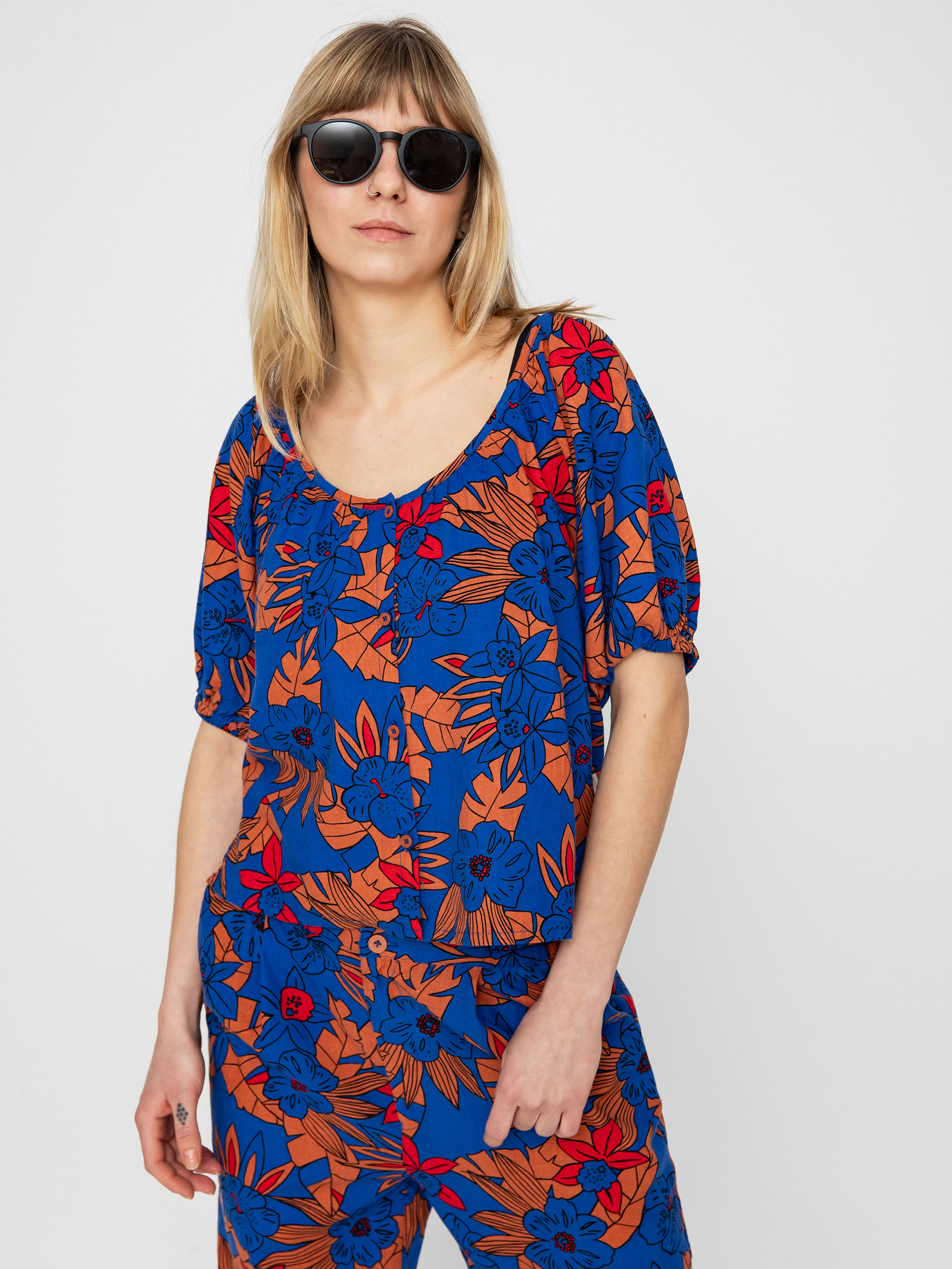 Košeľa Brixton Mercado Linen Top Wmn (terracotta)