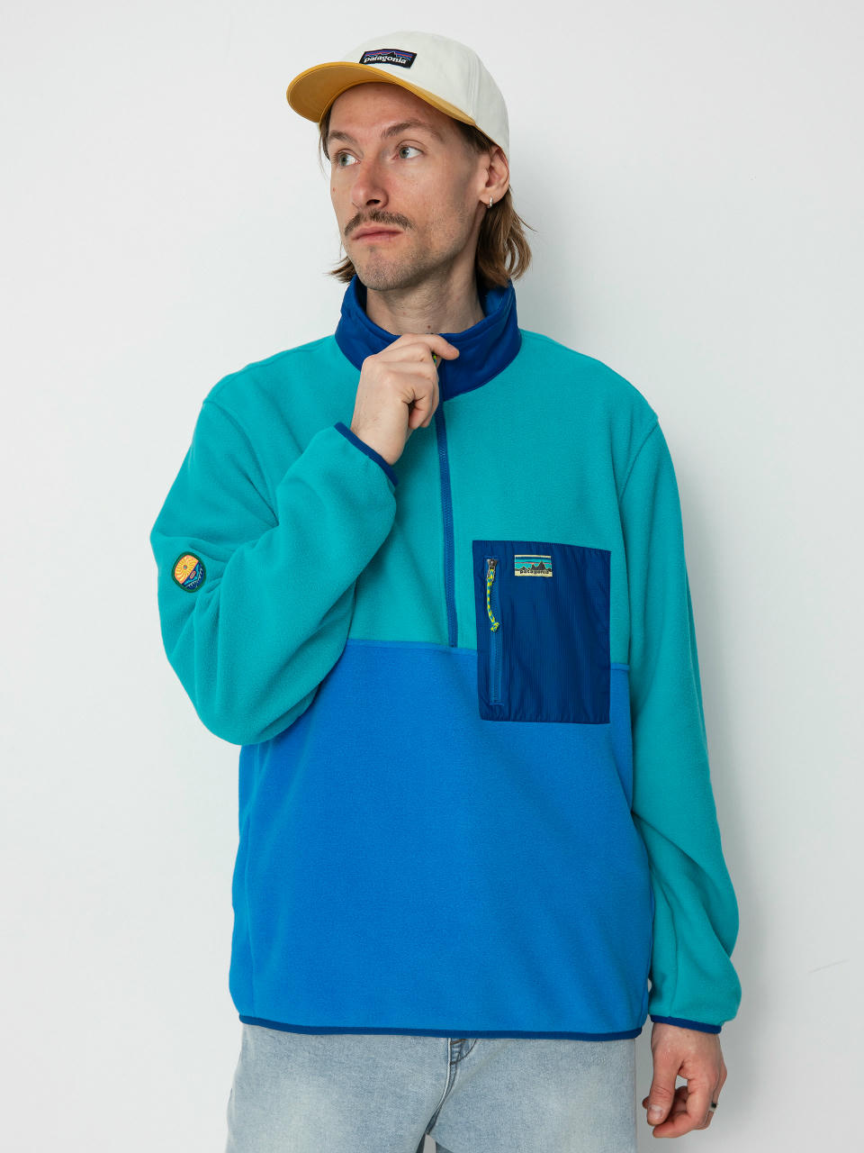 Flísová mikina Patagonia Microdini 1/2 Zip (vessel blue)